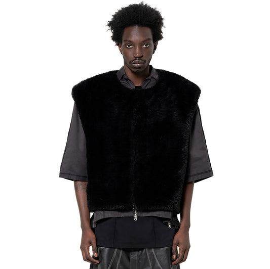 INUIT: Etched Reversible Fur Vest (Black)