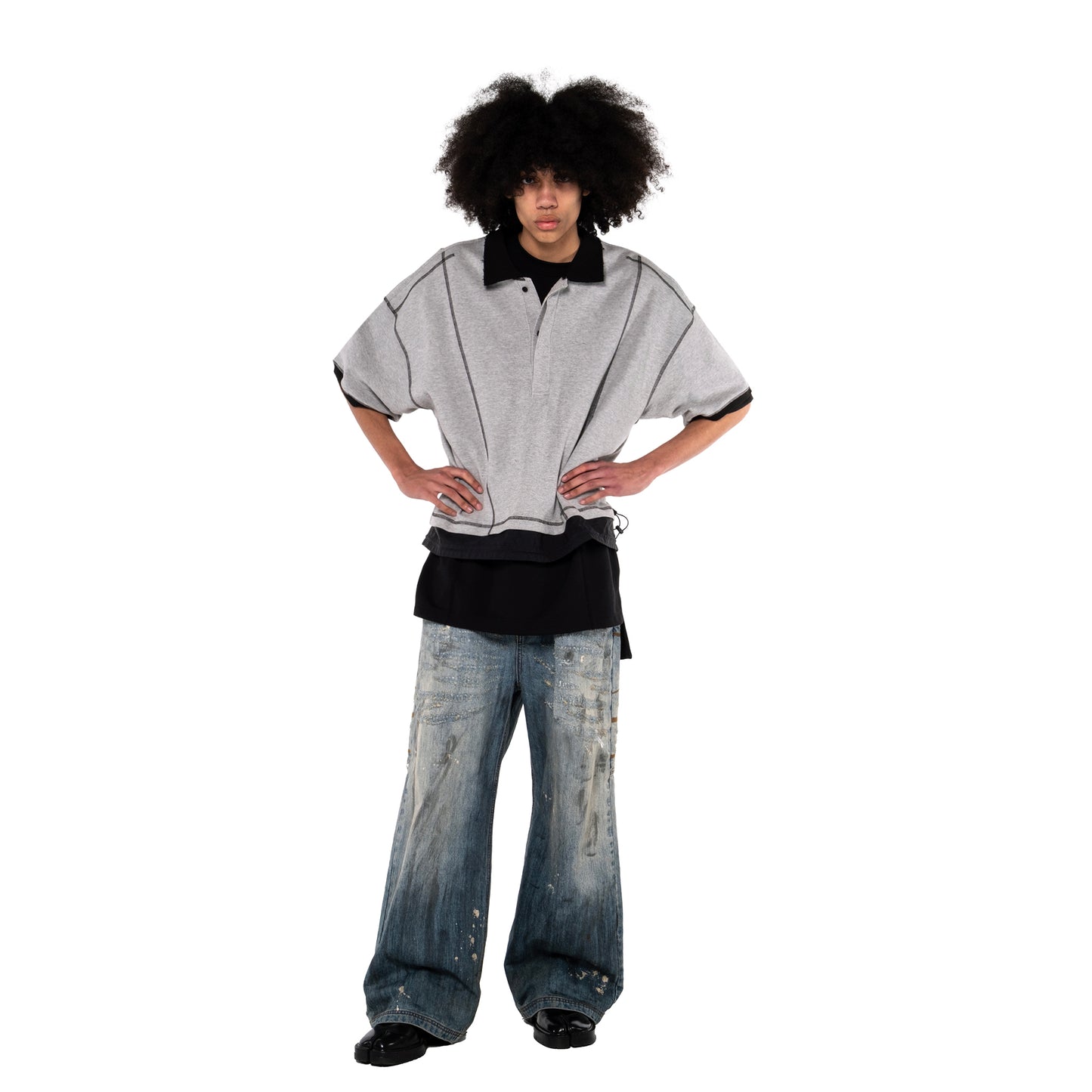 ERROR NYC: 2-layer Polo Shirt (Gray)
