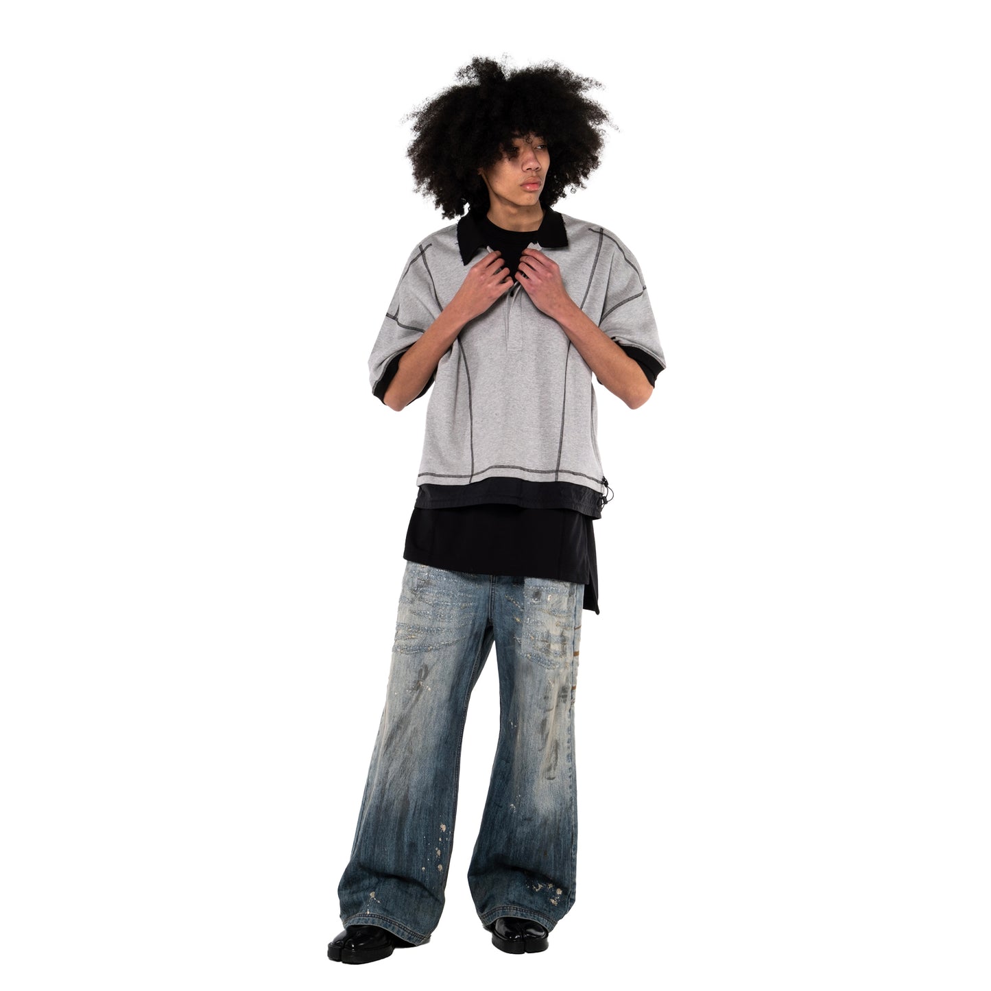 ERROR NYC: 2-layer Polo Shirt (Gray)