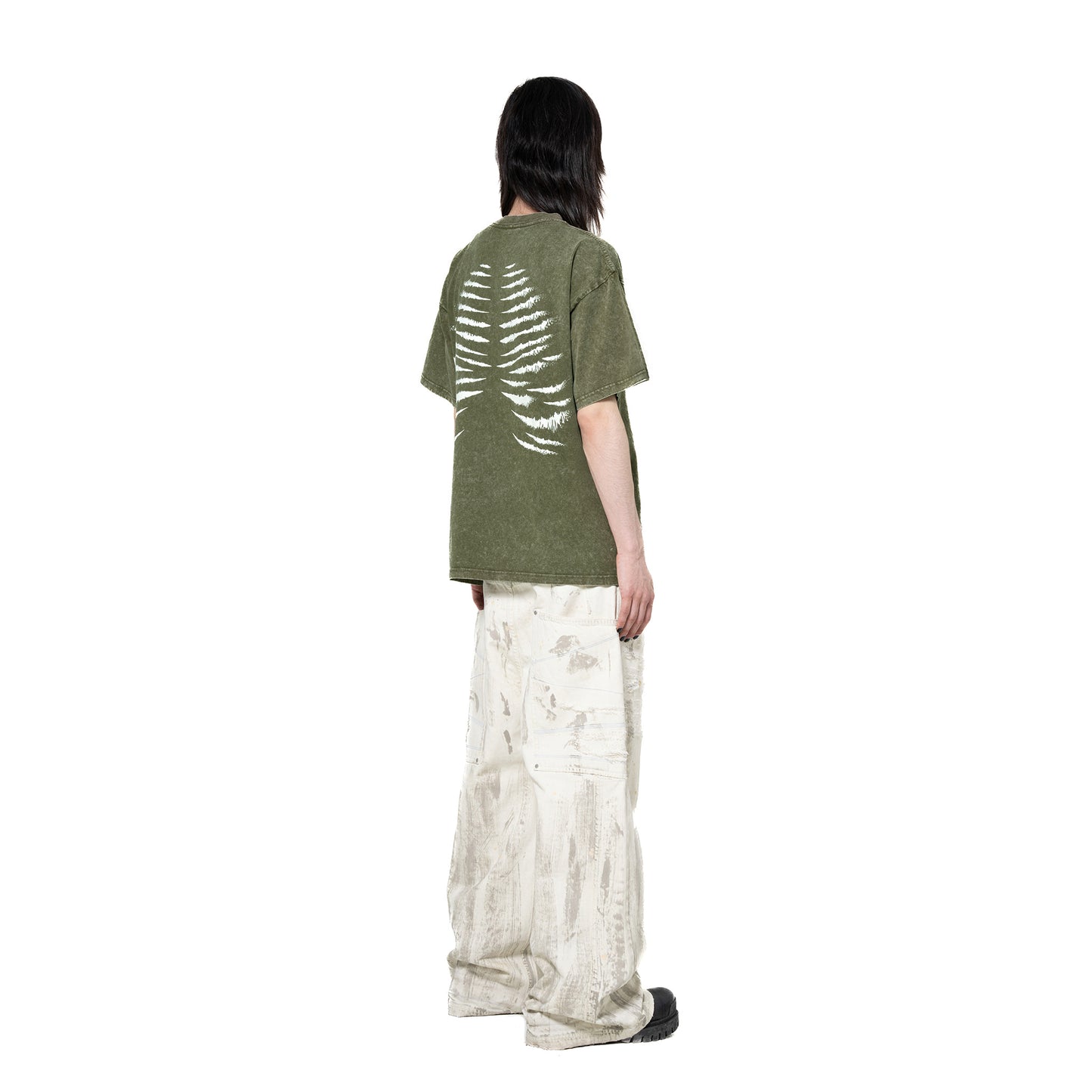 INUIT : Etched Distressed Denim Pants (White)