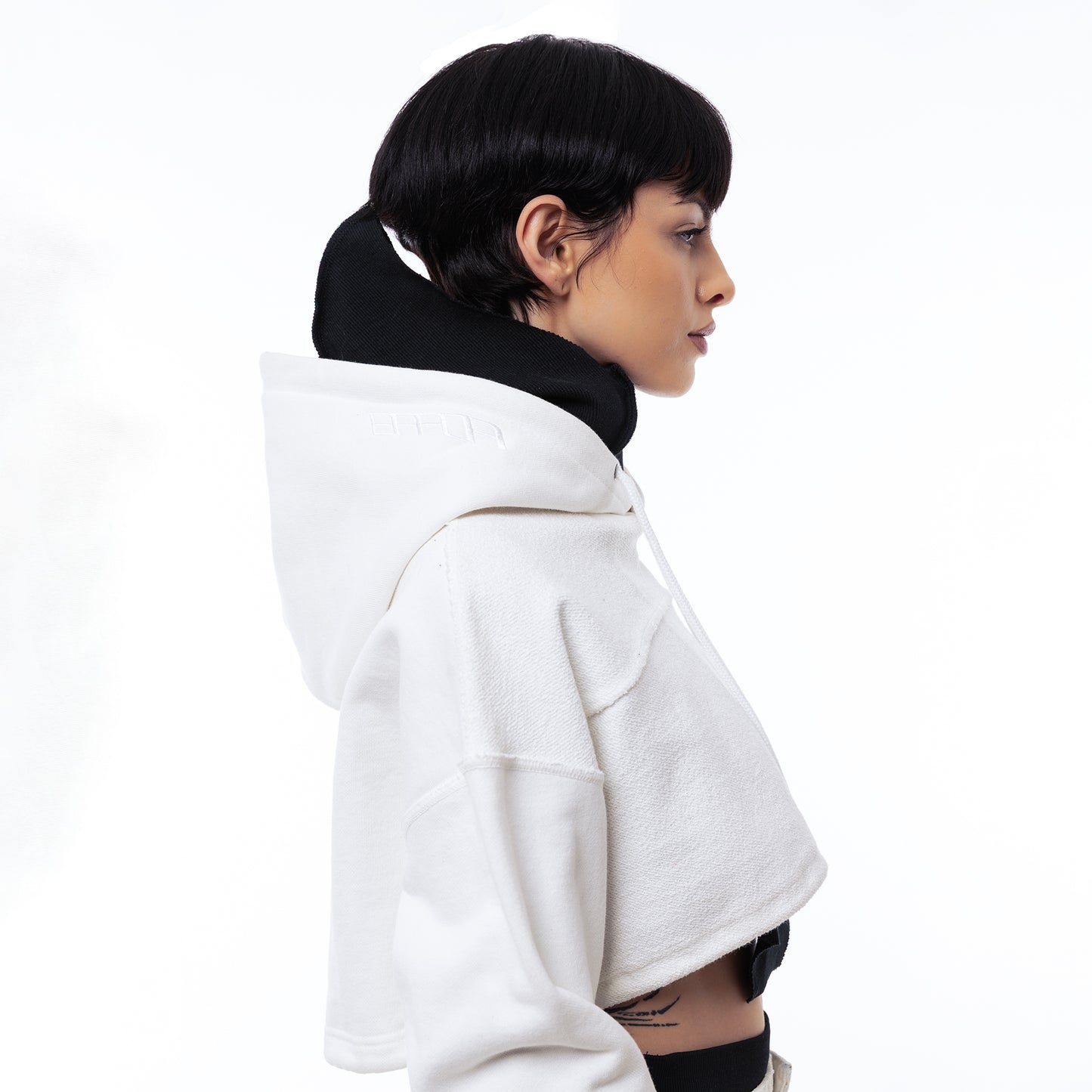 ERROR NYC : Reversible Overfit Cropped Hoodie (White)