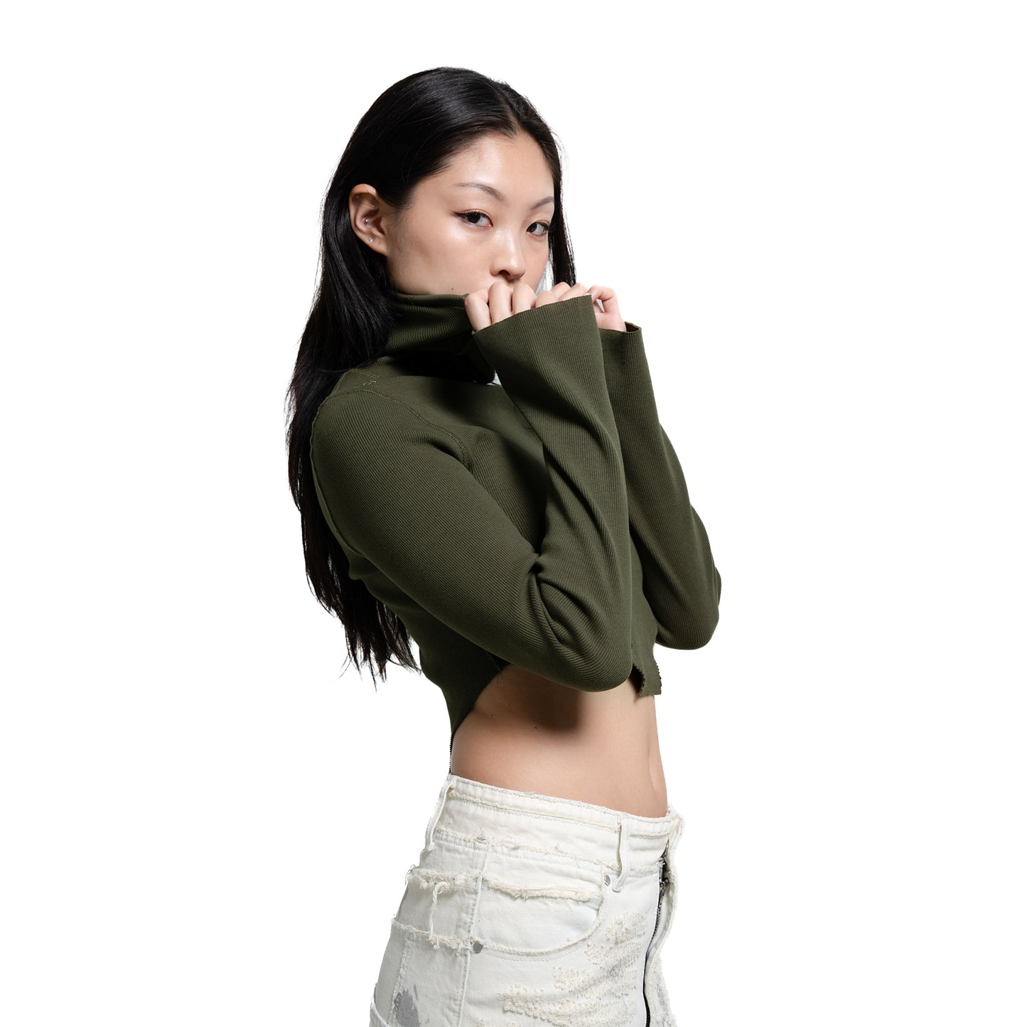 ERROR NYC : Rawline Balaclava Cropped Turtleneck (Military Green)