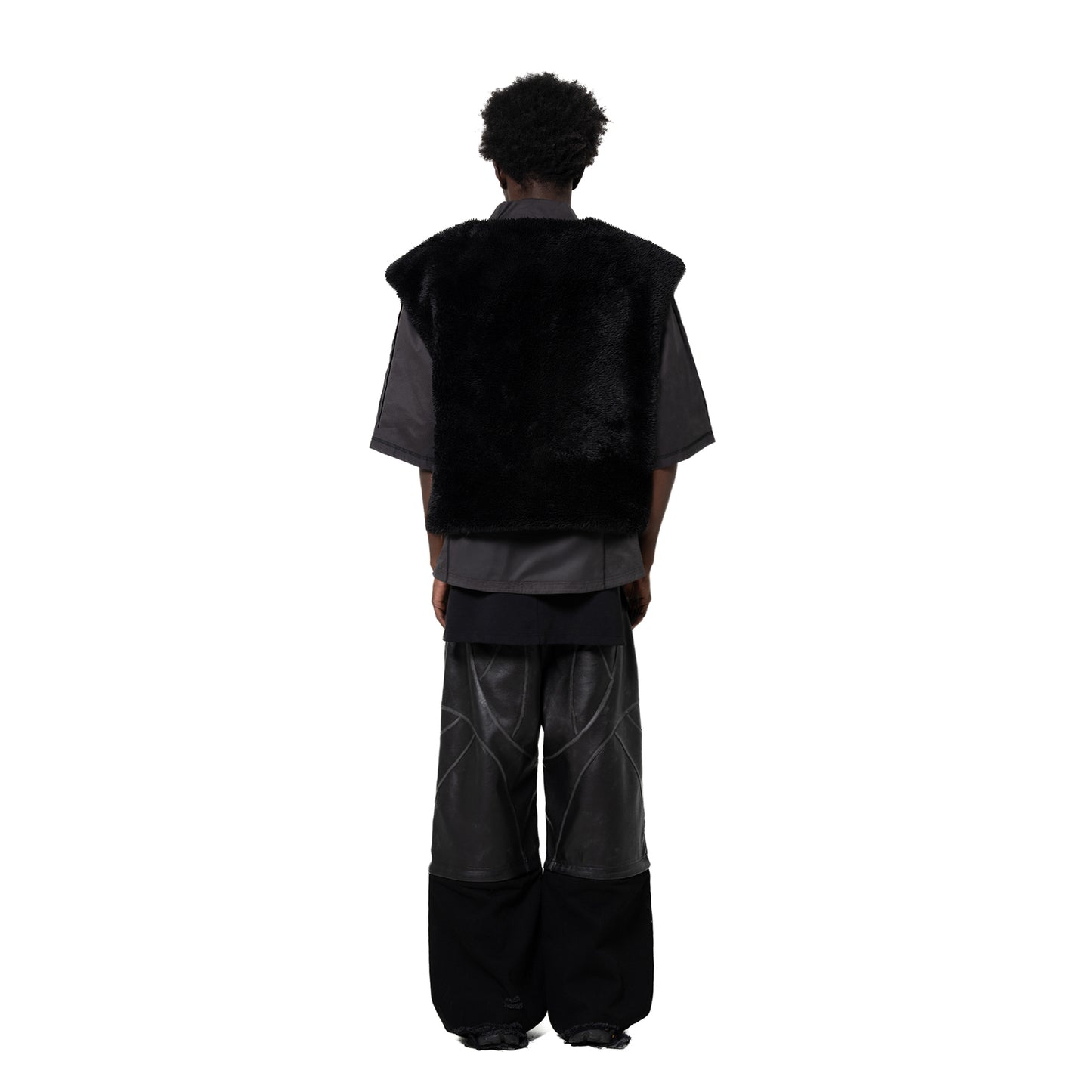 INUIT: Etched Reversible Fur Vest (Black)