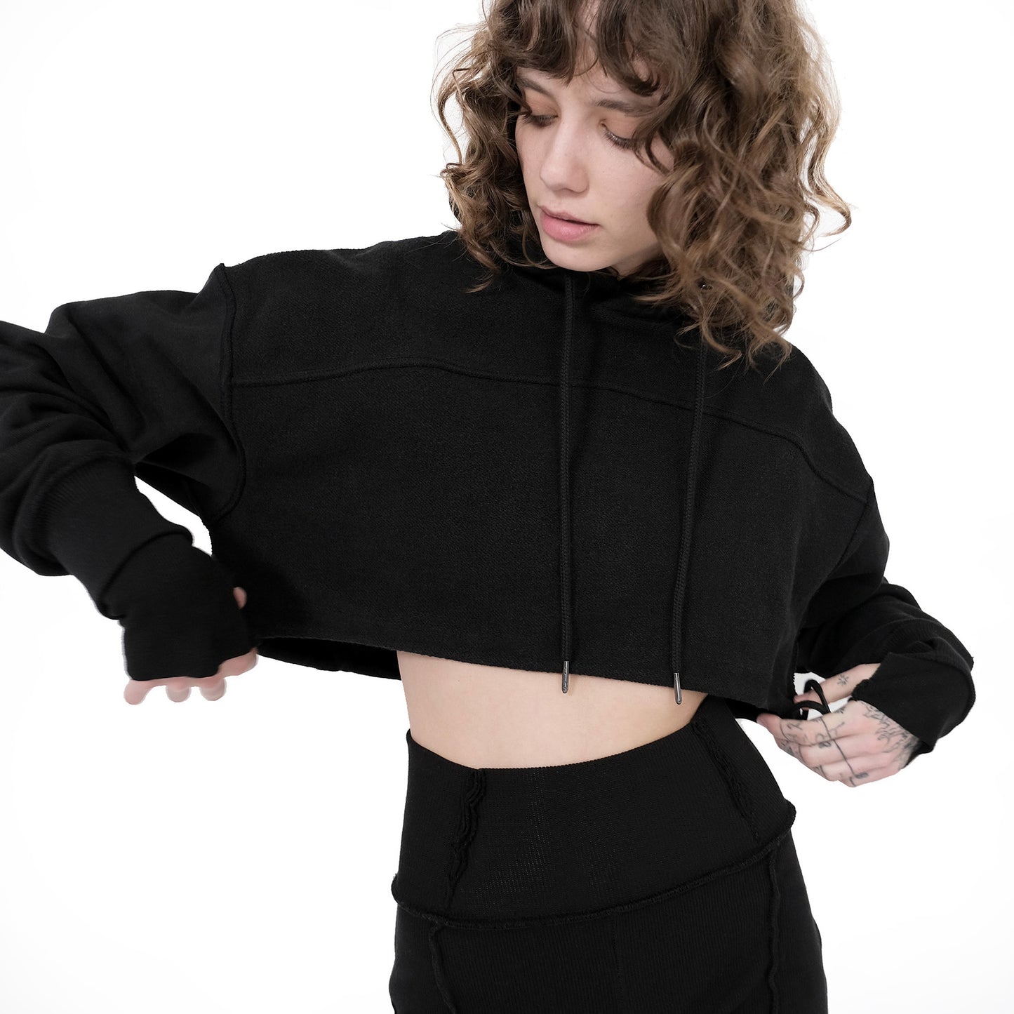 ERROR NYC : Reversible Overfit Cropped Hoodie (Black)