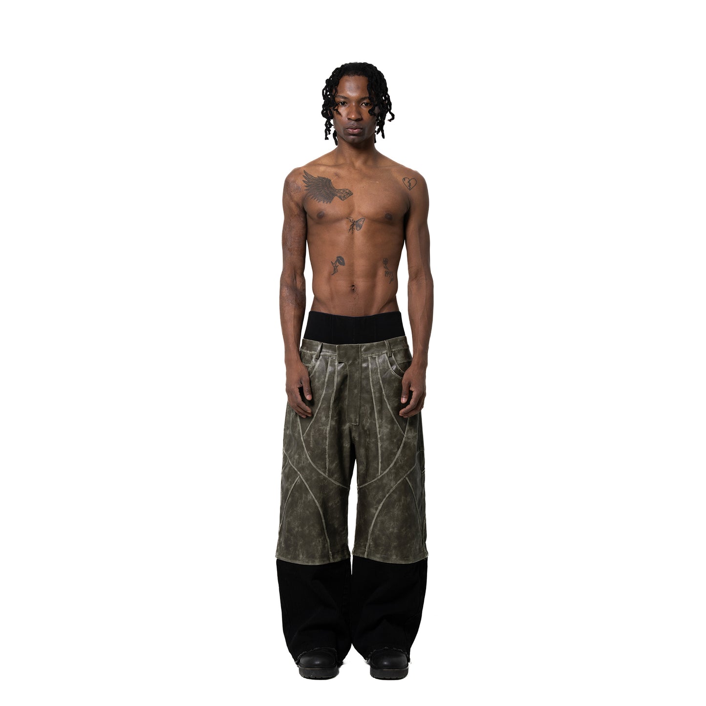 INUIT : Phase-Shift Detachable Leather Pants (Military Green)