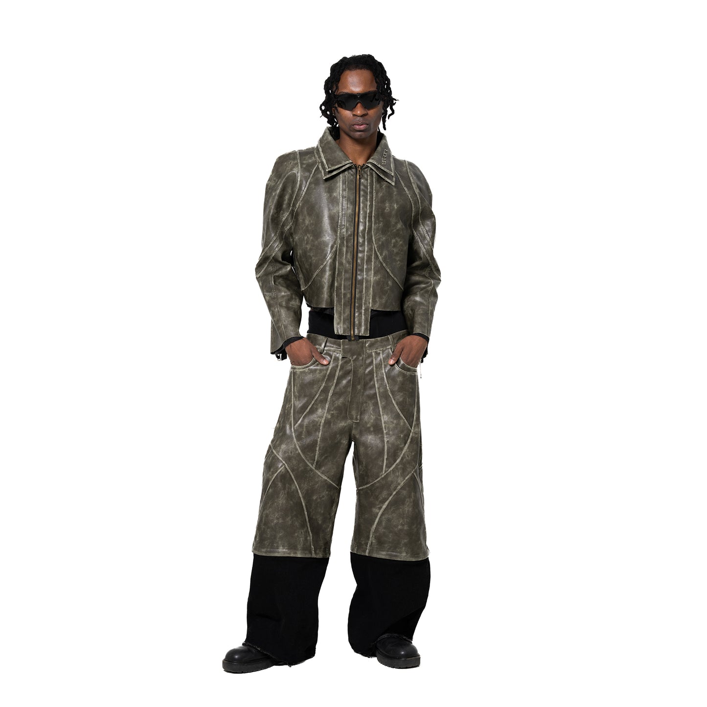 INUIT : Cropped Leather Polar Code (Military Green)