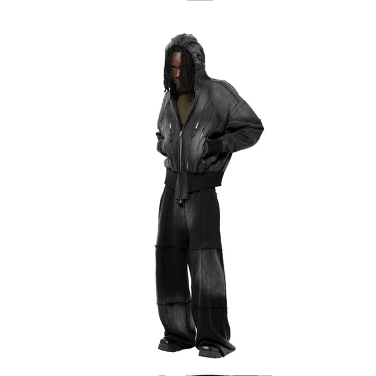 INUIT: Slashstorm Pieced Wide Sweatpants (Washed Black)