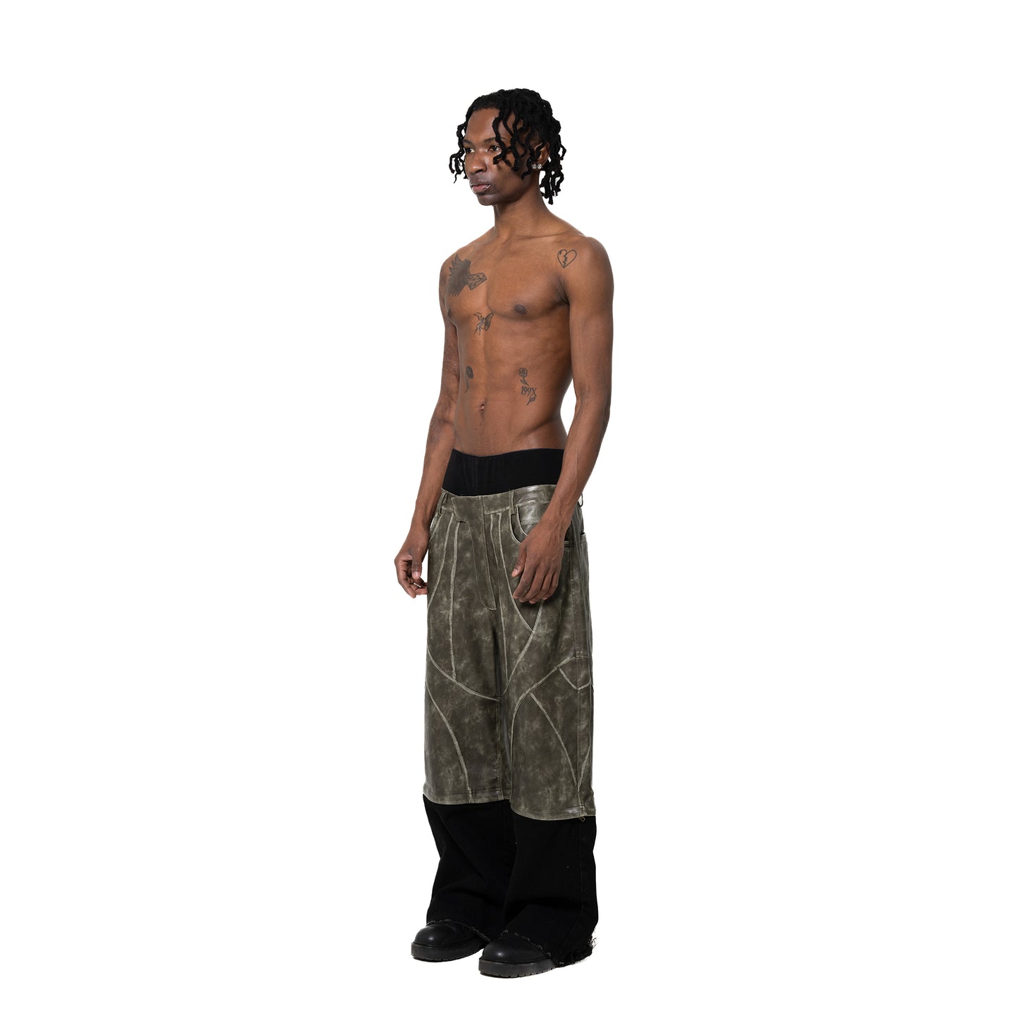 INUIT : Phase-Shift Detachable Leather Pants (Military Green)