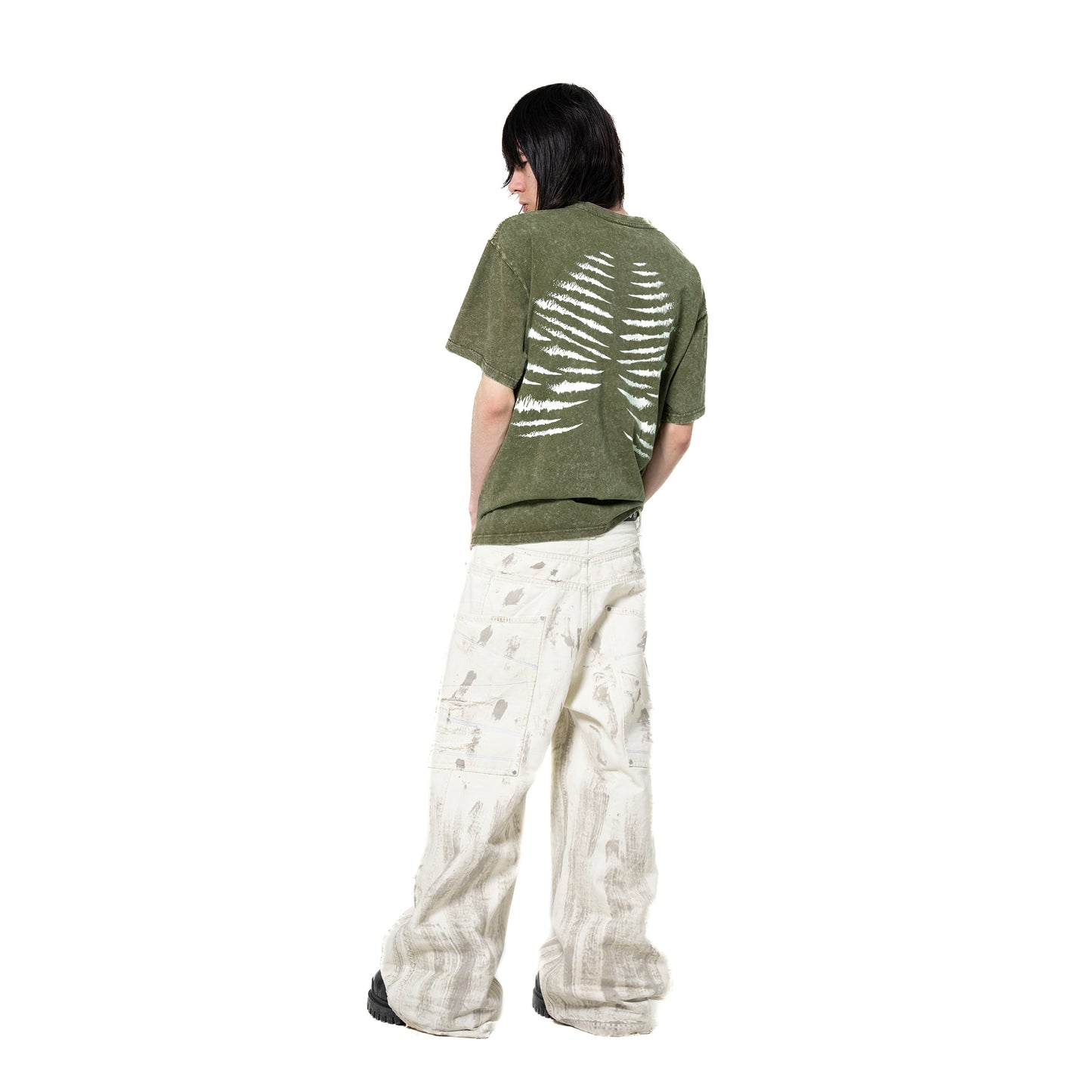 INUIT : Etched Distressed Denim Pants (White)