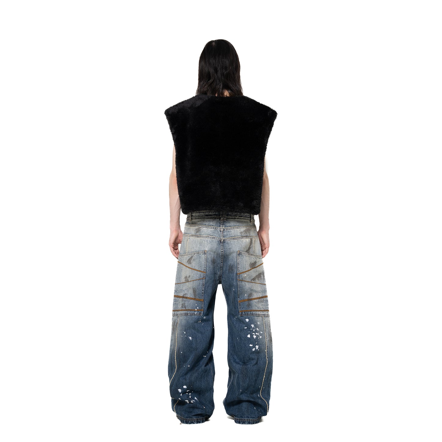 INUIT: Etched Reversible Fur Vest (Miltary Green)