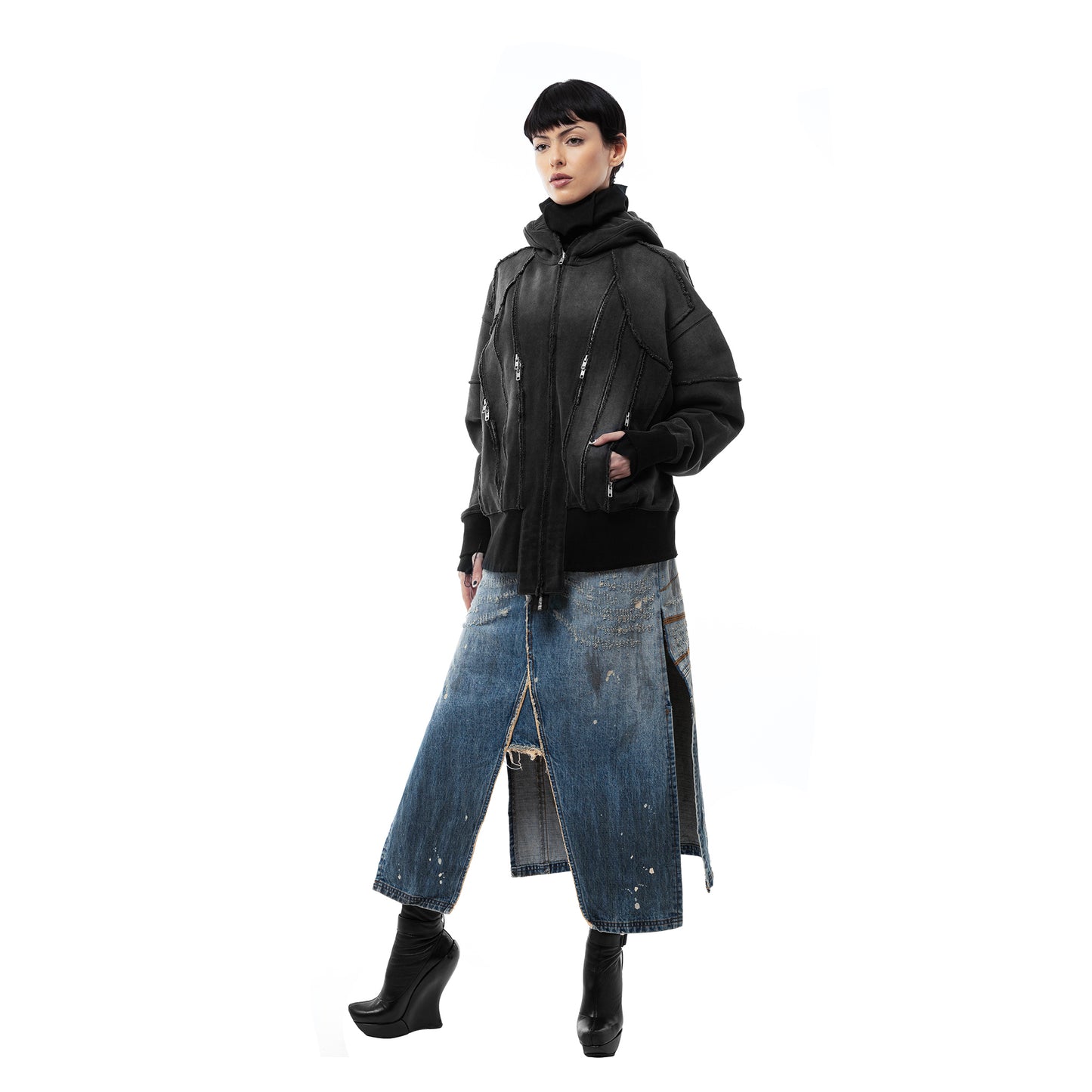 INUIT: Slashstorm Weathered Zip-up Hoodie (Washed Black)