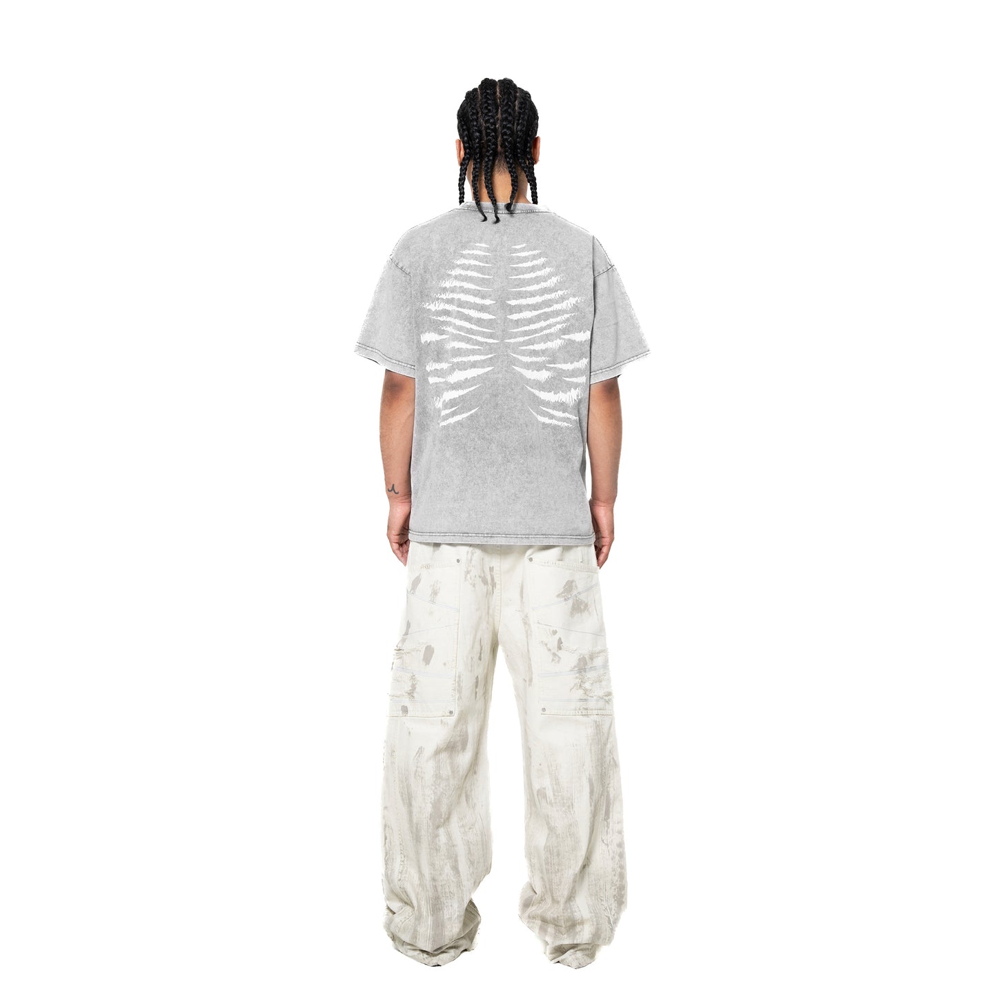 INUIT : Etched Distressed Denim Pants (White)