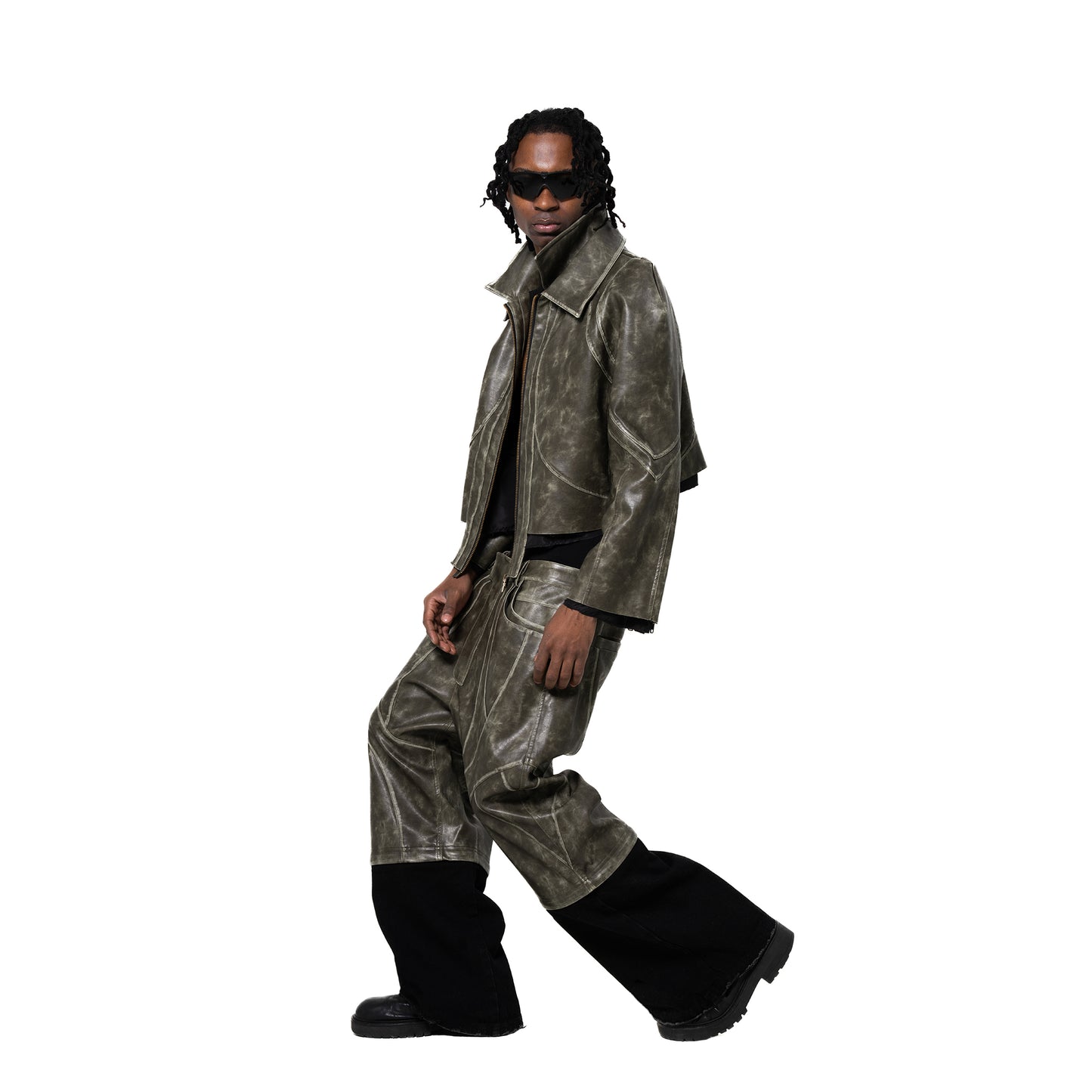 INUIT : Phase-Shift Detachable Leather Pants (Military Green)