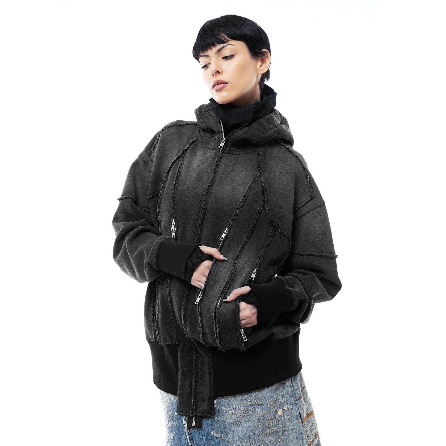 INUIT: Slashstorm Weathered Zip-up Hoodie (Washed Black)