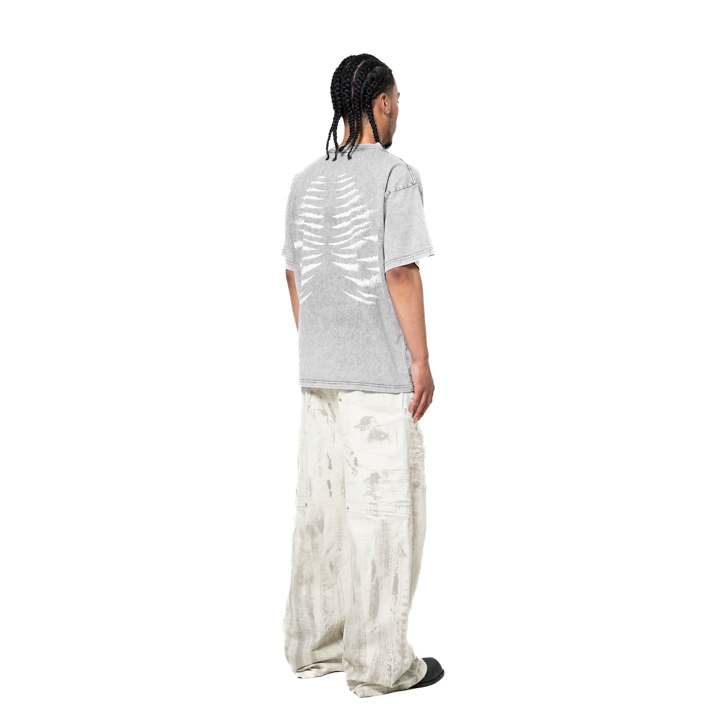 INUIT : Etched Distressed Denim Pants (White)