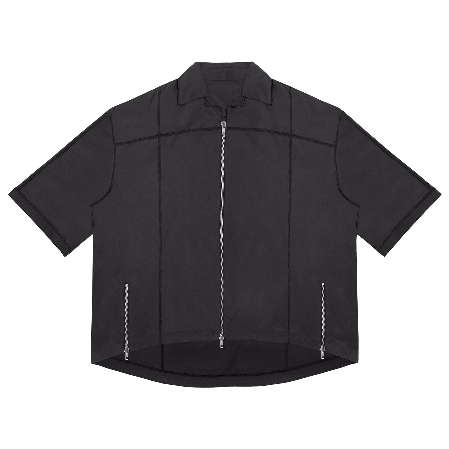 ERROR NYC: Vertical Frame Wide Zip-up Shirt (Dark Gray)