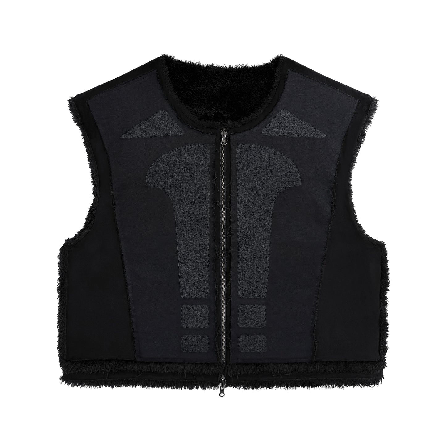 INUIT: Etched Reversible Fur Vest (Black)