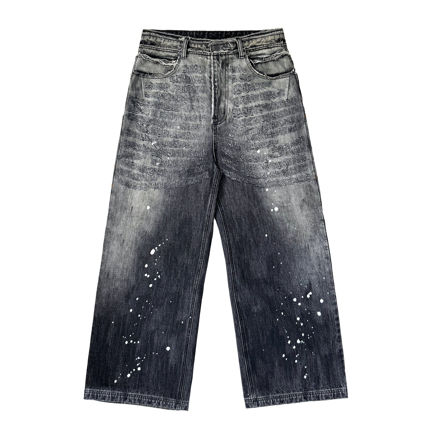 INUIT : Etched Distressed Denim Pants (Black)