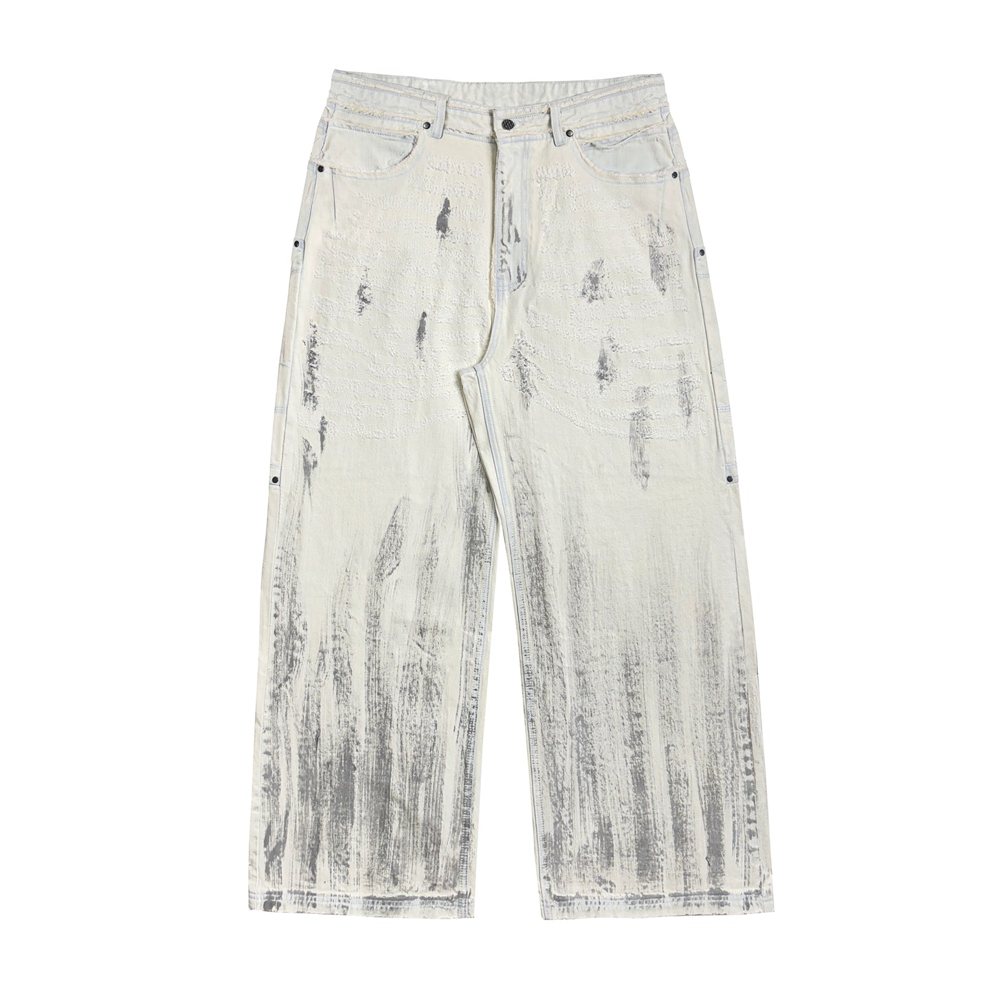 INUIT : Etched Distressed Denim Pants (White)