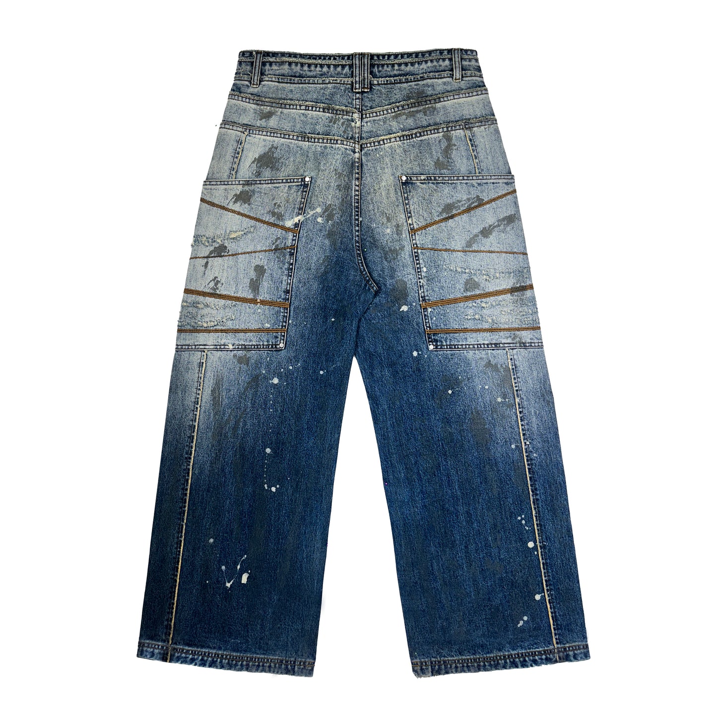 INUIT : Etched Distressed Denim Pants (Dark Blue)