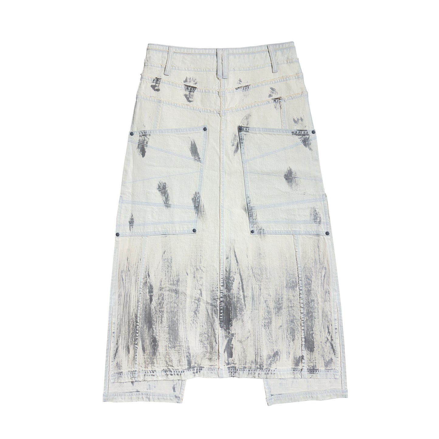 INUIT : Etched Distressed Denim Skirt (White)