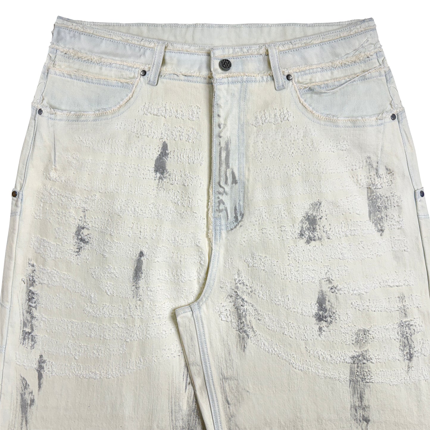 INUIT : Etched Distressed Denim Pants (White)