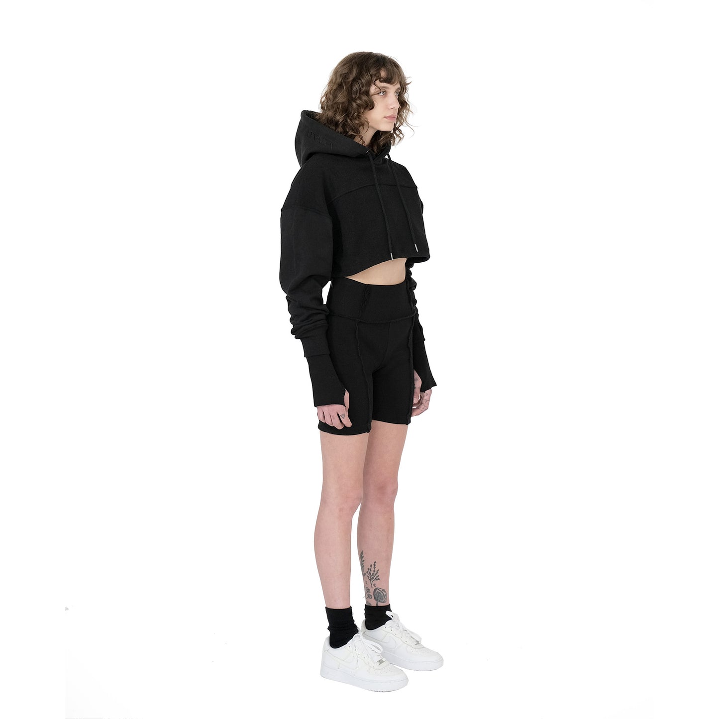 ERROR NYC : Reversible Overfit Cropped Hoodie (Black)