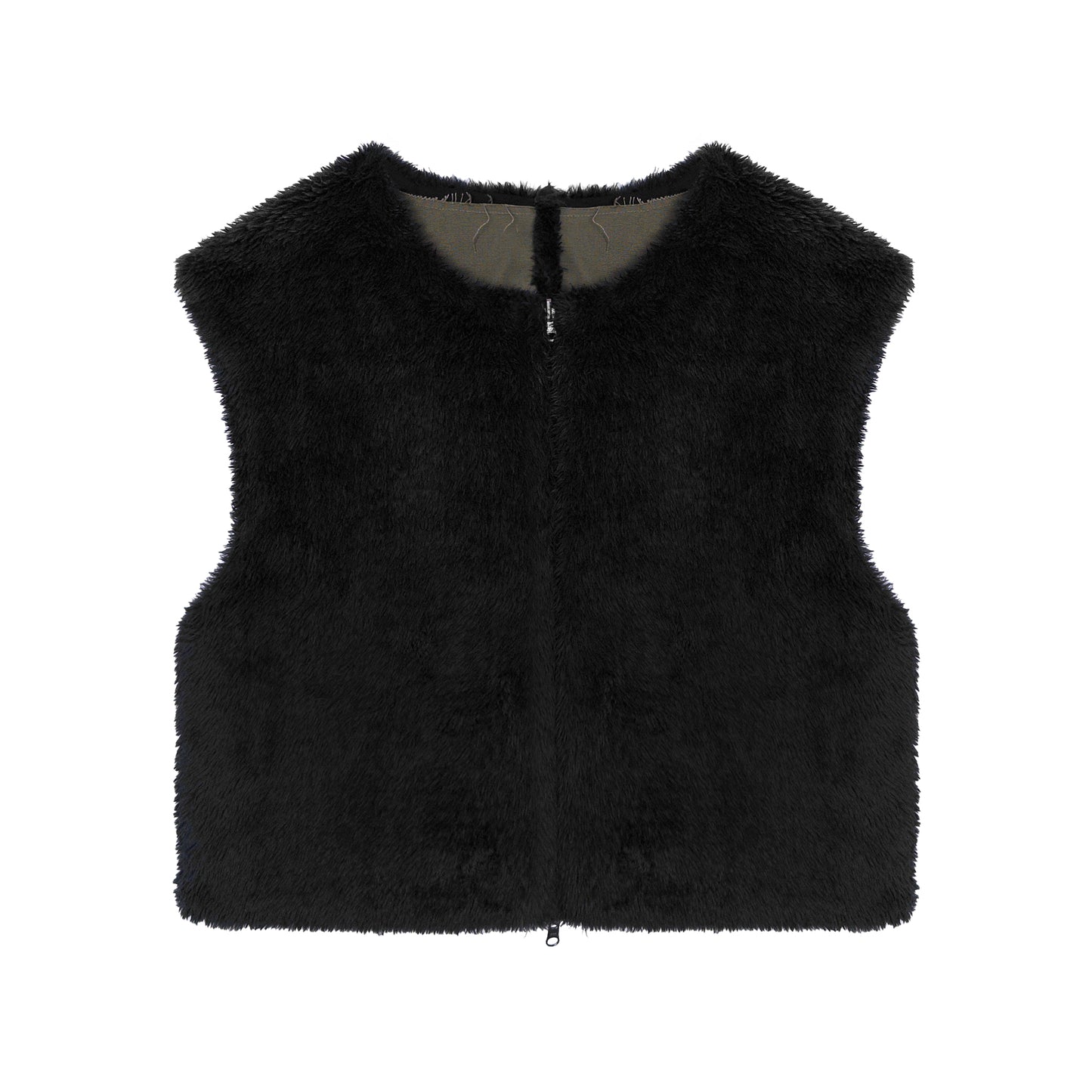 INUIT: Etched Reversible Fur Vest (Miltary Green)