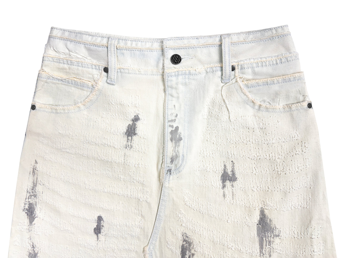 INUIT : Etched Distressed Denim Skirt (White)
