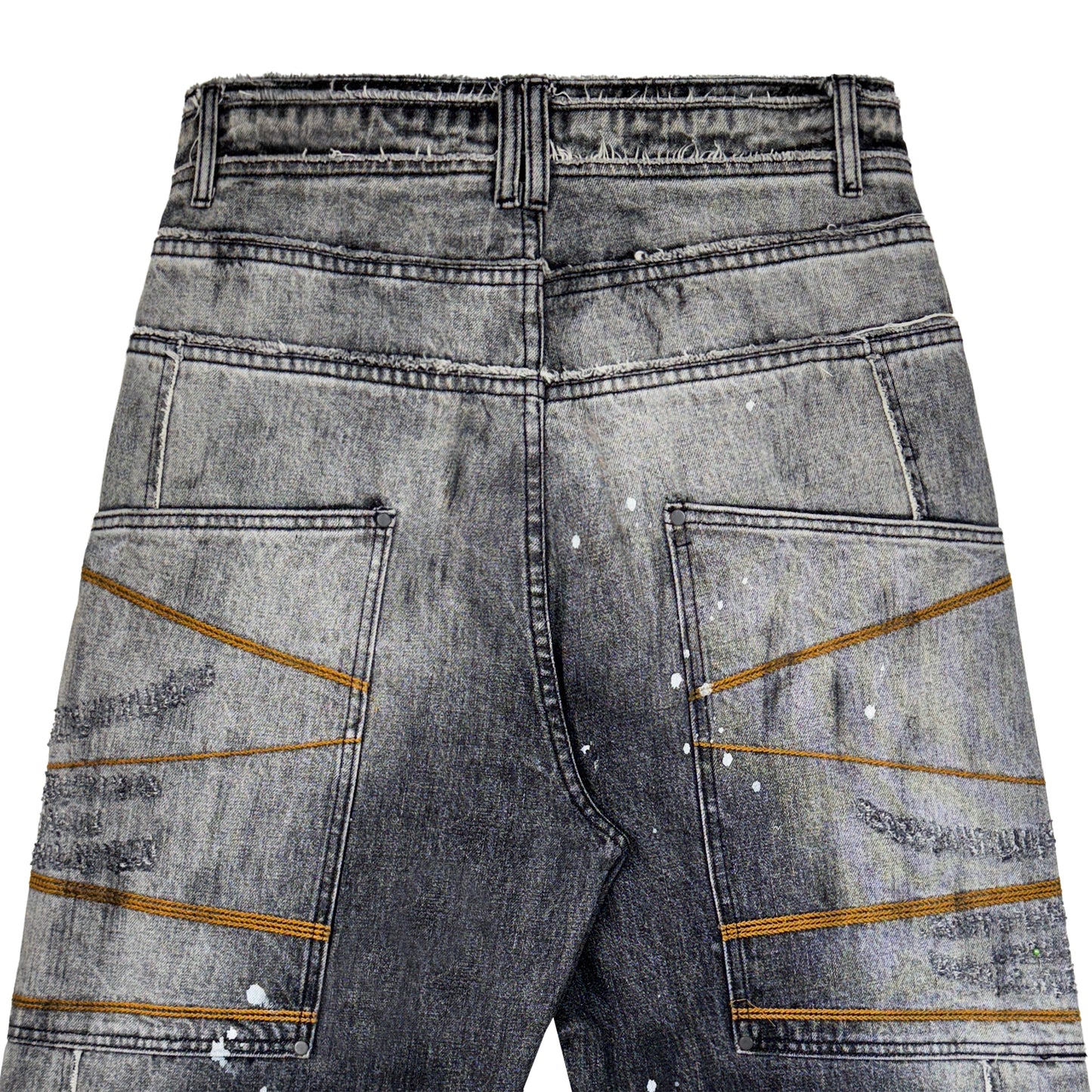 INUIT : Etched Distressed Denim Pants (Black)