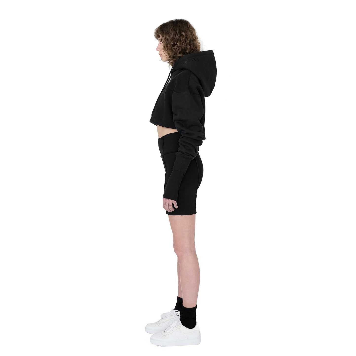 ERROR NYC : Reversible Overfit Cropped Hoodie (Black)