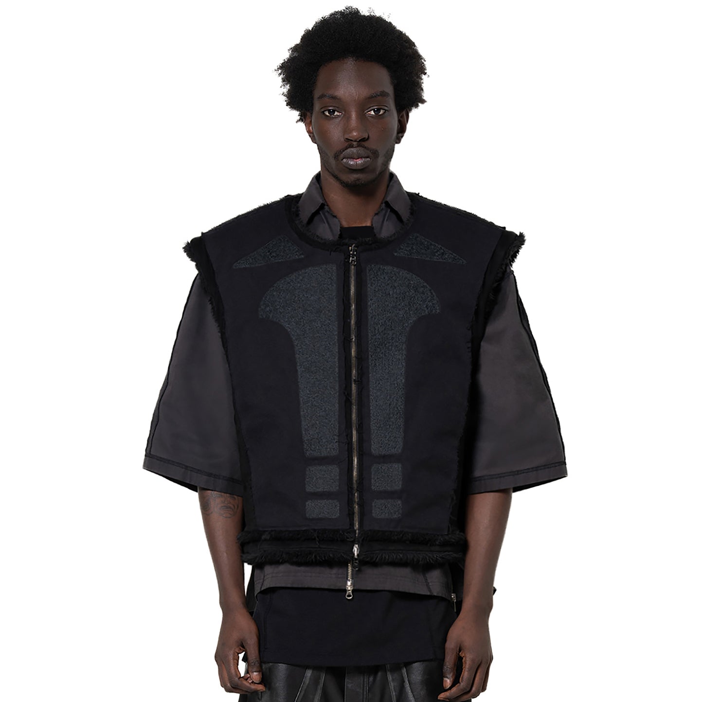 INUIT: Etched Reversible Fur Vest (Black)