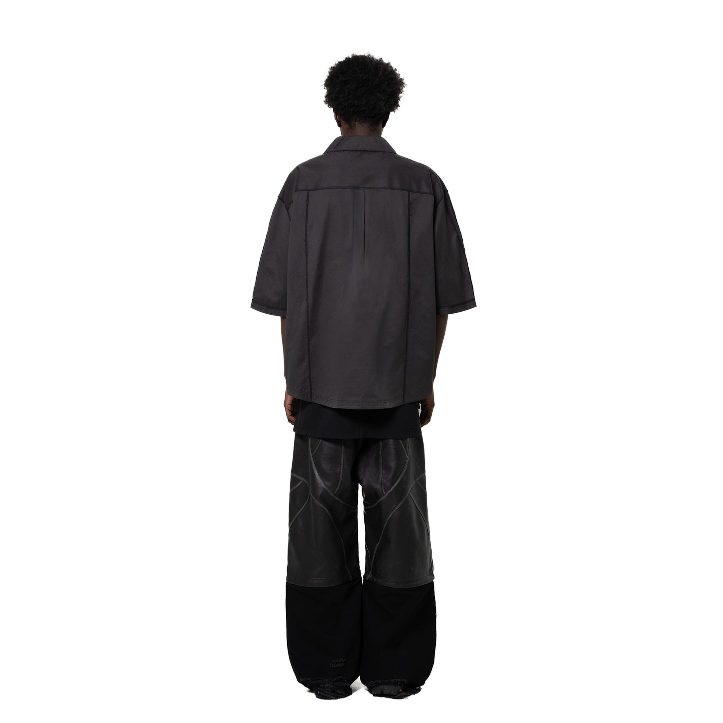 ERROR NYC: Vertical Frame Wide Zip-up Shirt (Dark Gray)