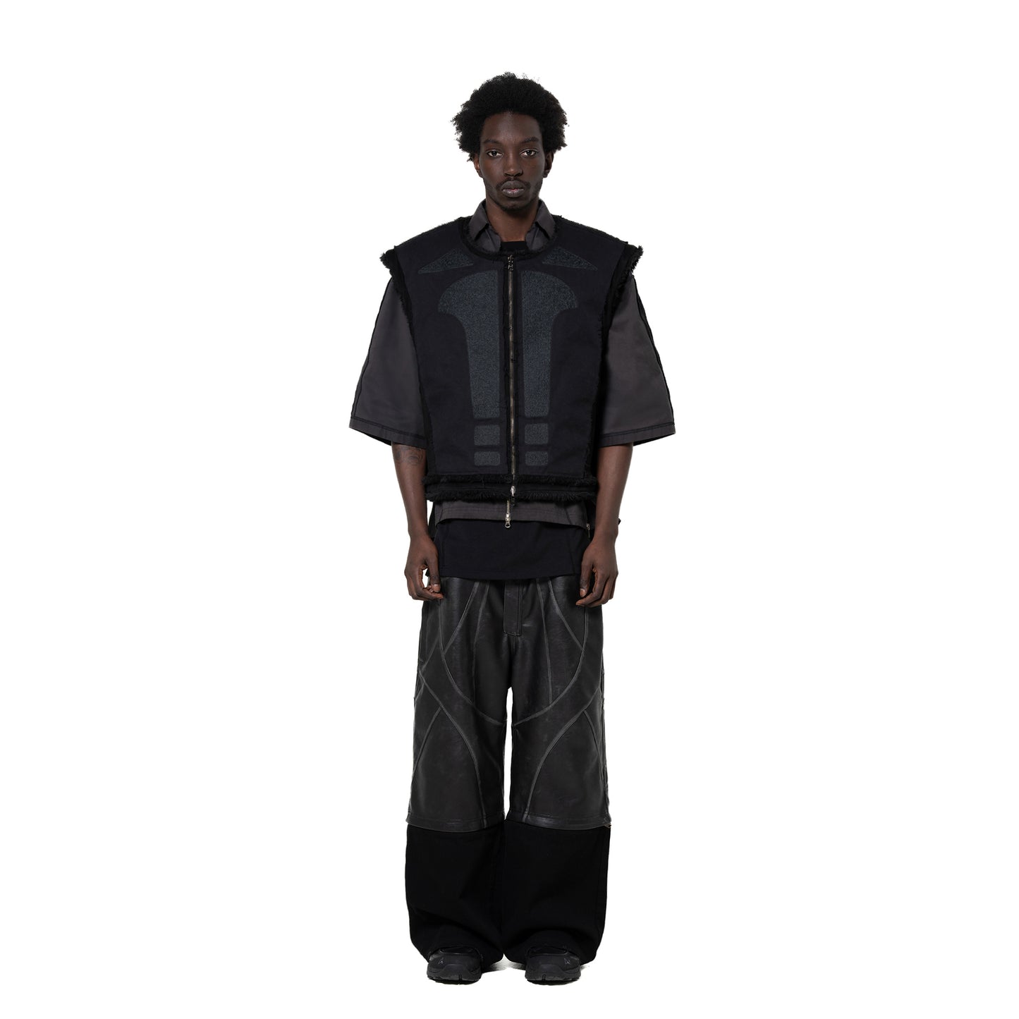 INUIT: Etched Reversible Fur Vest (Black)