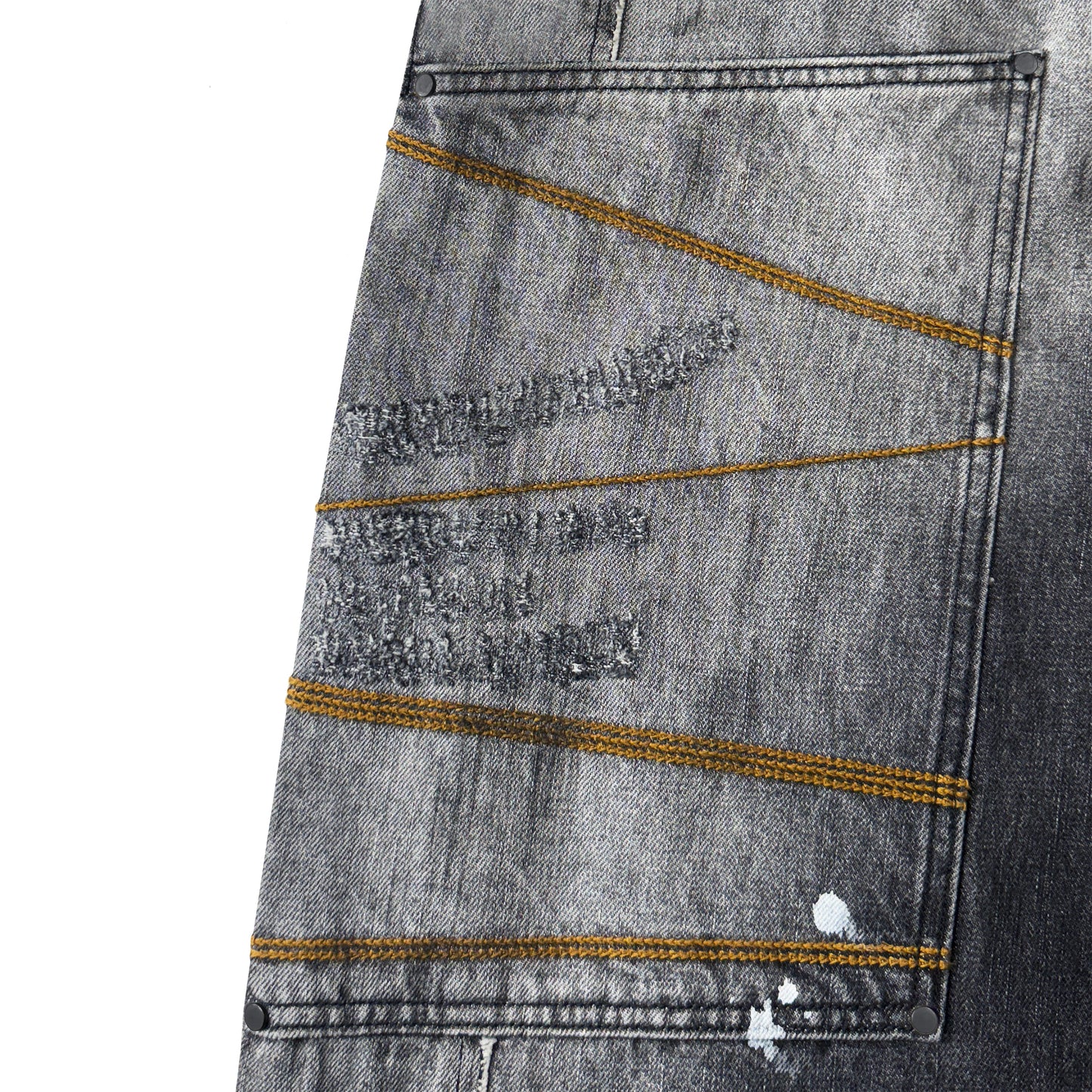 INUIT : Etched Distressed Denim Pants (Black)