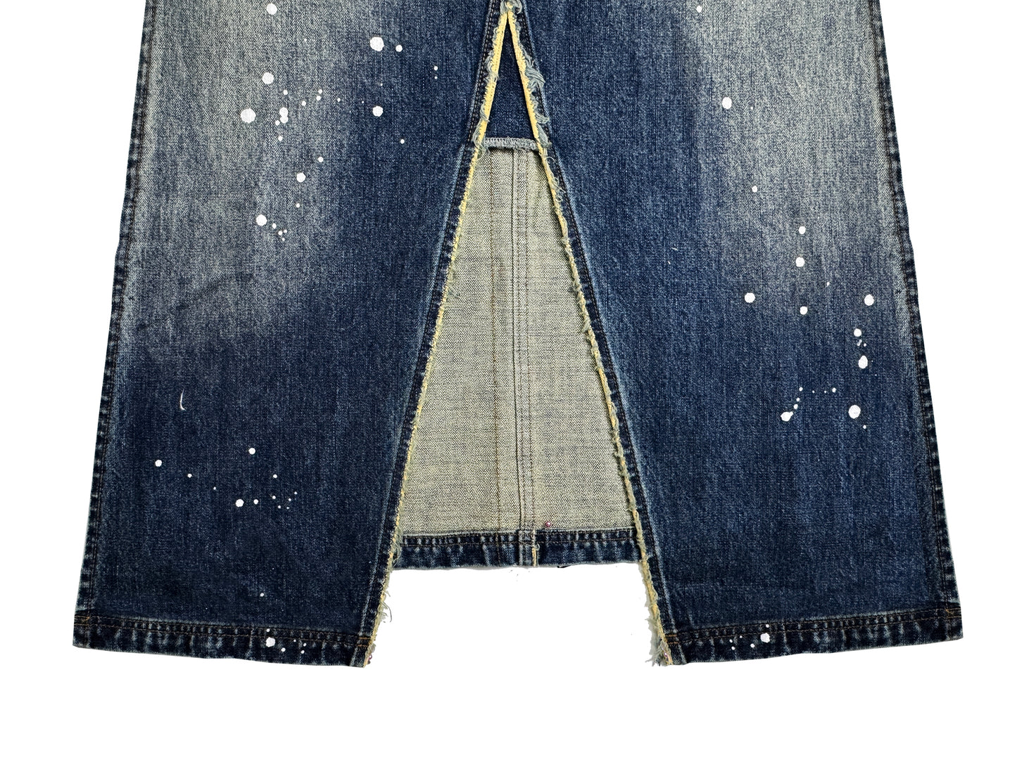 INUIT : Etched Distressed Denim Skirt (Dark Blue)