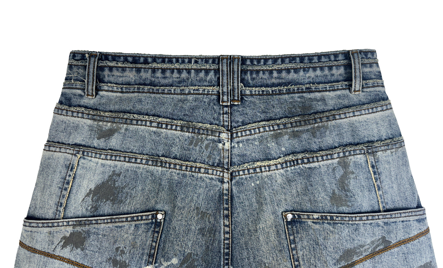 INUIT : Etched Distressed Denim Pants (Dark Blue)