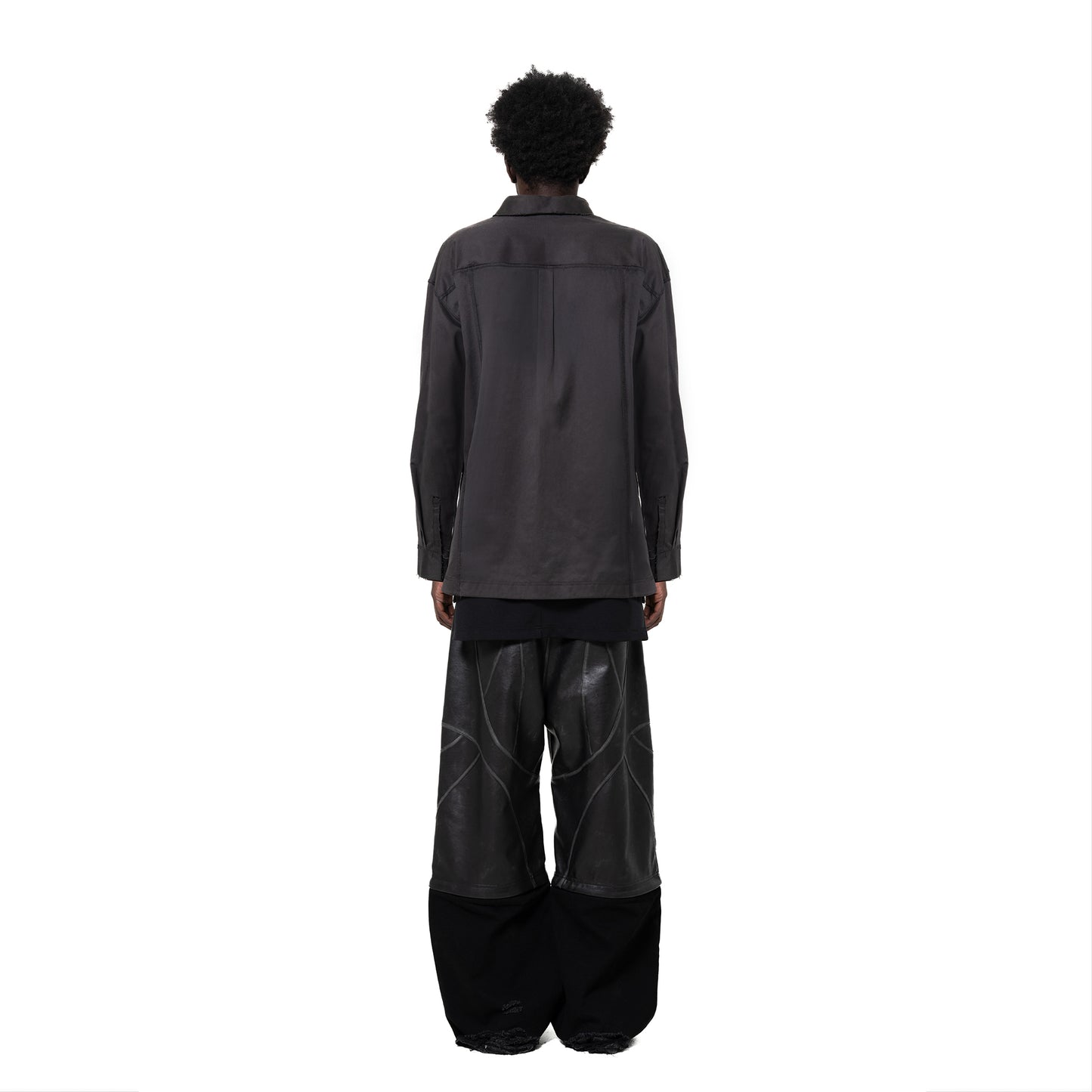 ERROR NYC: Distressed Edge Button-Up Shirt (Dark Gray)