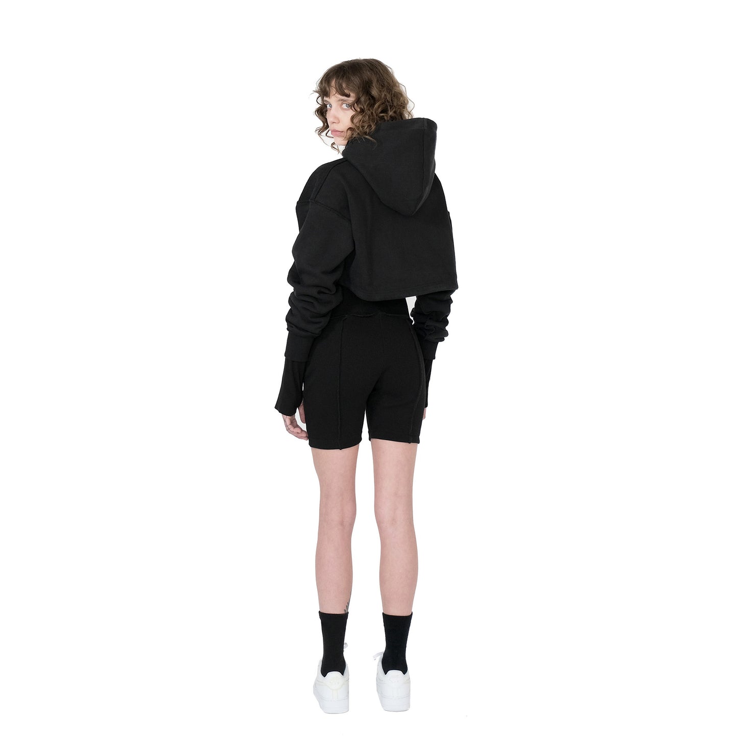 ERROR NYC : Reversible Overfit Cropped Hoodie (Black)