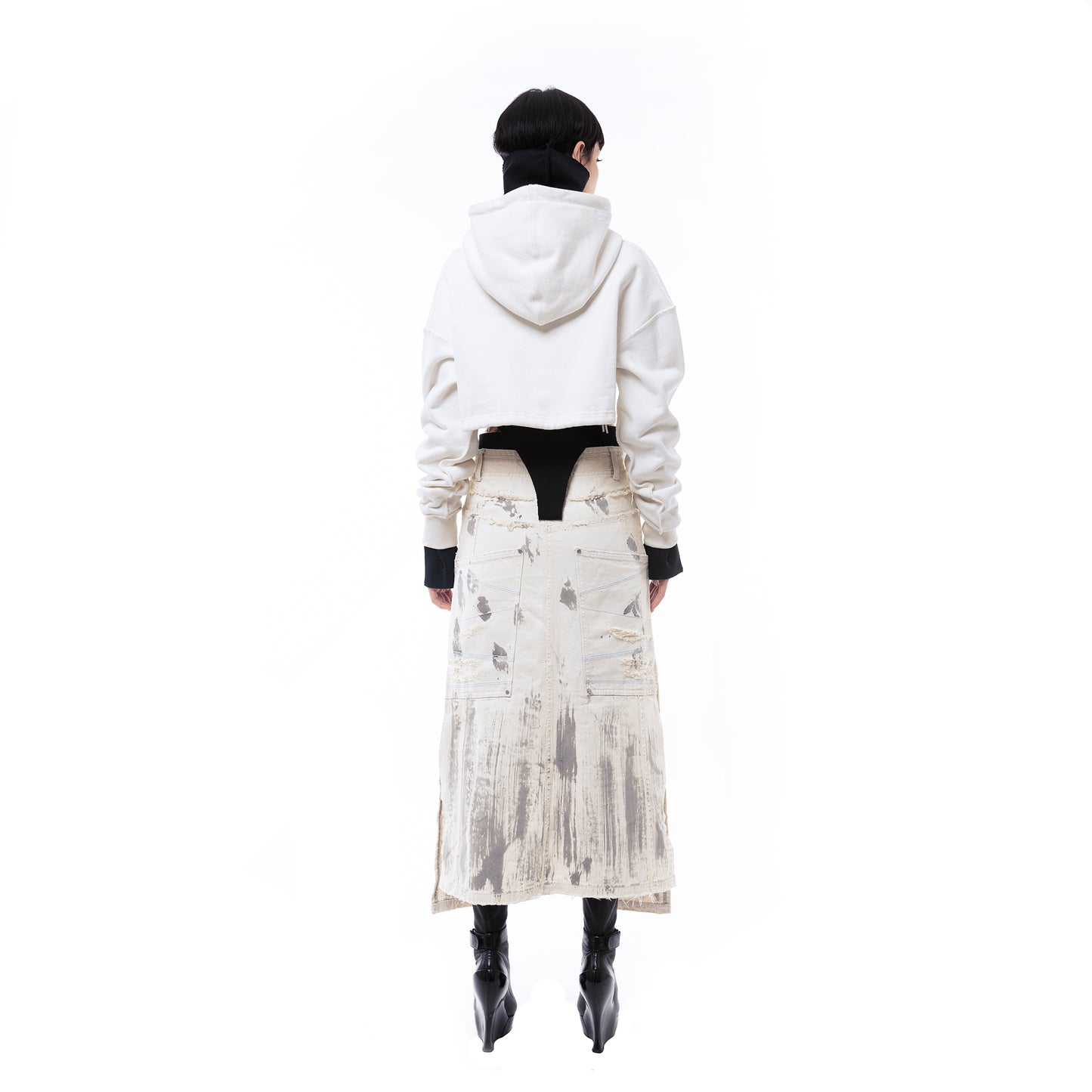 ERROR NYC : Reversible Overfit Cropped Hoodie (White)