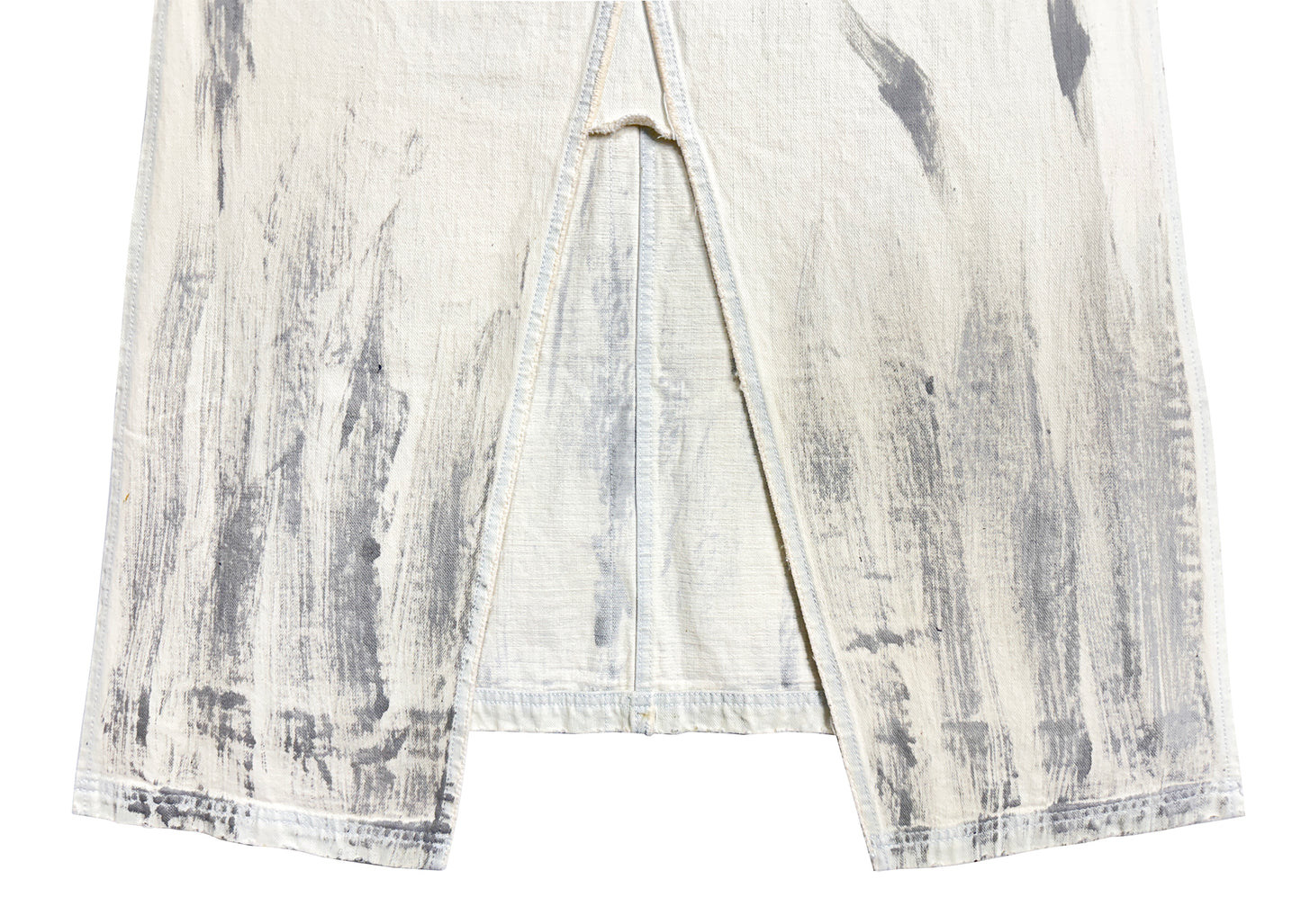 INUIT : Etched Distressed Denim Skirt (White)