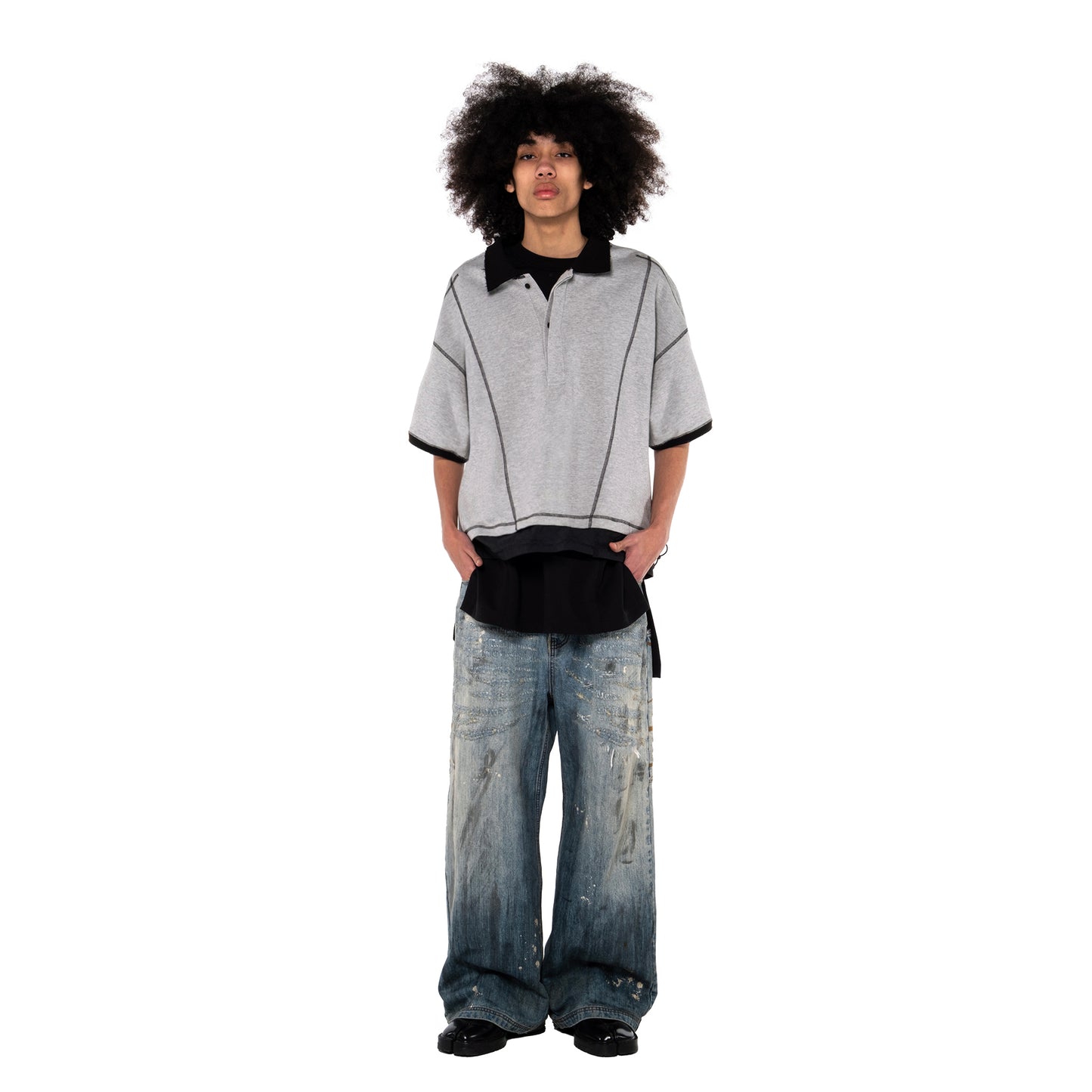 ERROR NYC: 2-layer Polo Shirt (Gray)