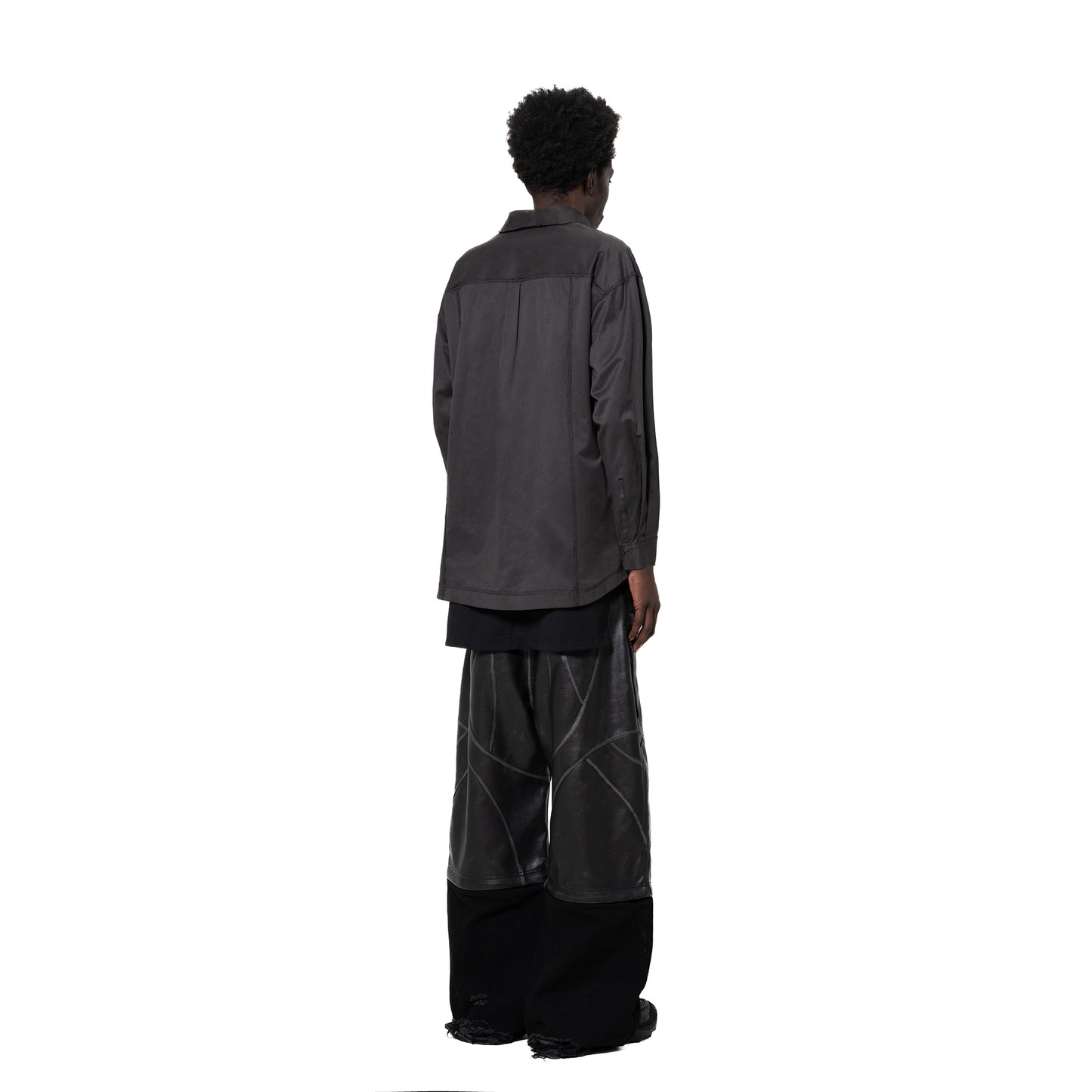 ERROR NYC: Distressed Edge Button-Up Shirt (Dark Gray)