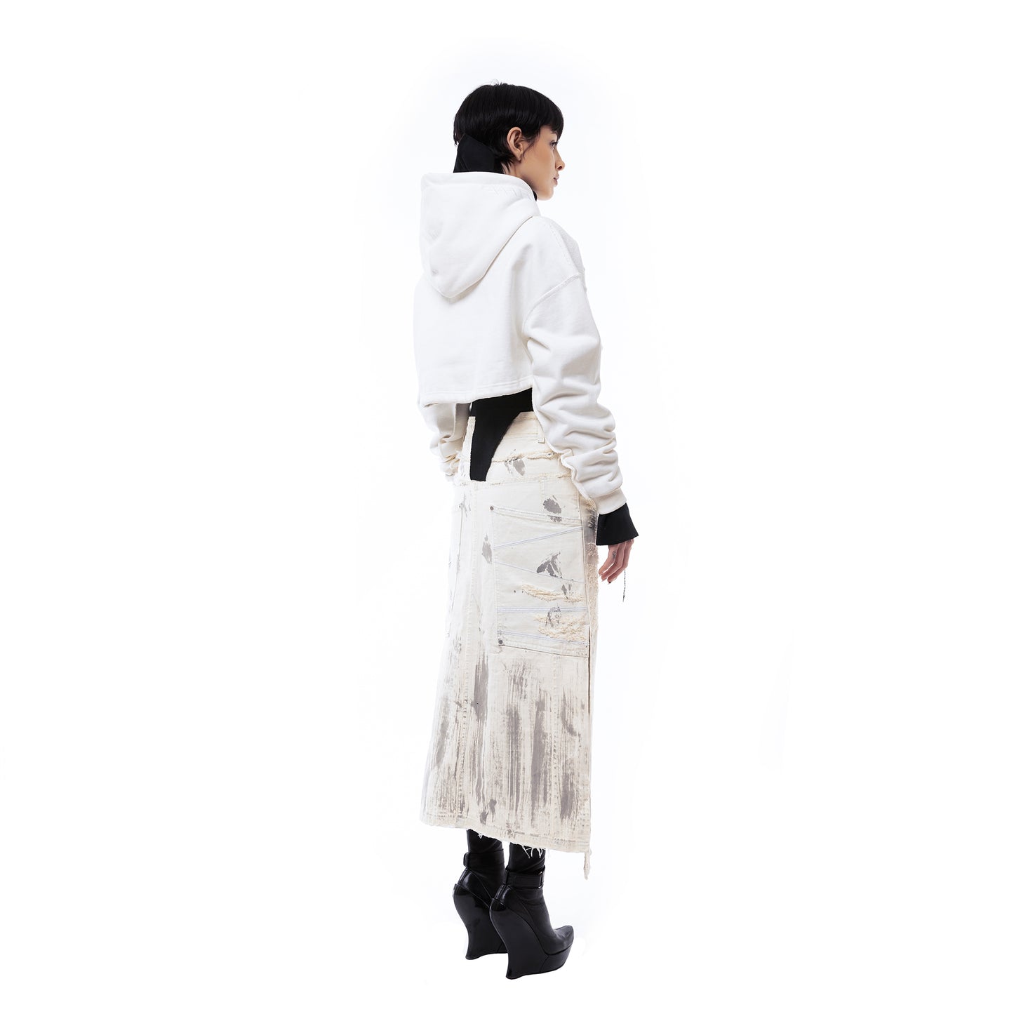 ERROR NYC : Reversible Overfit Cropped Hoodie (White)