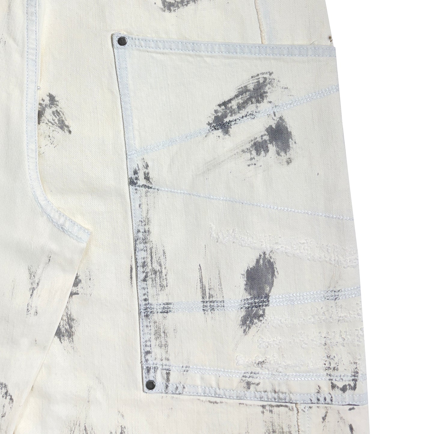 INUIT : Etched Distressed Denim Pants (White)