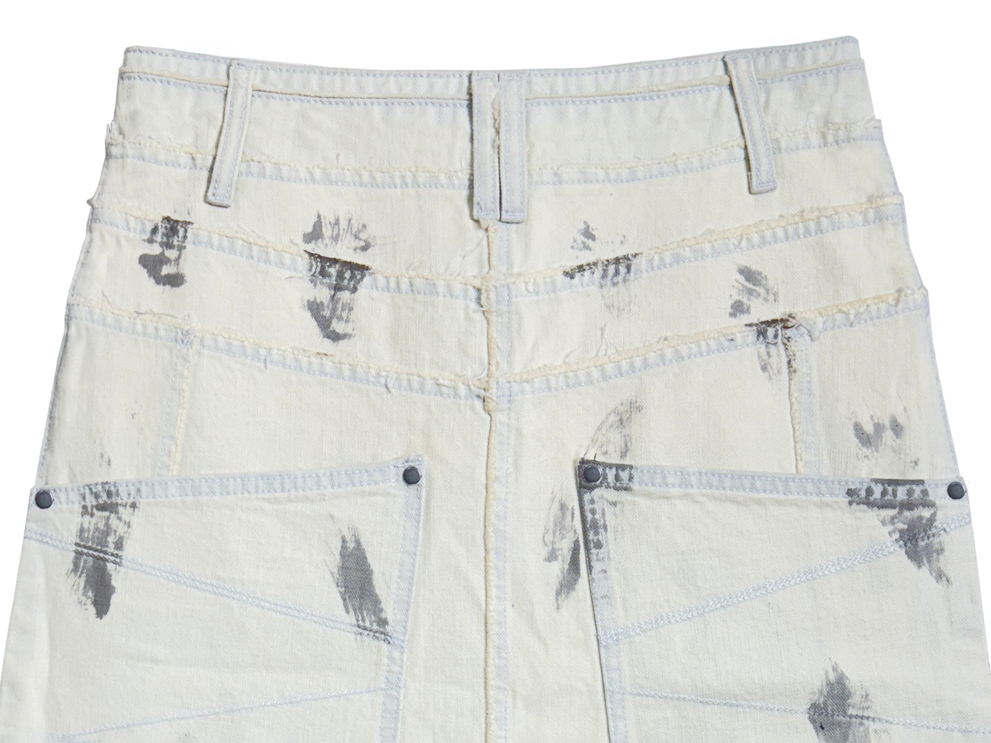 INUIT : Etched Distressed Denim Skirt (White)
