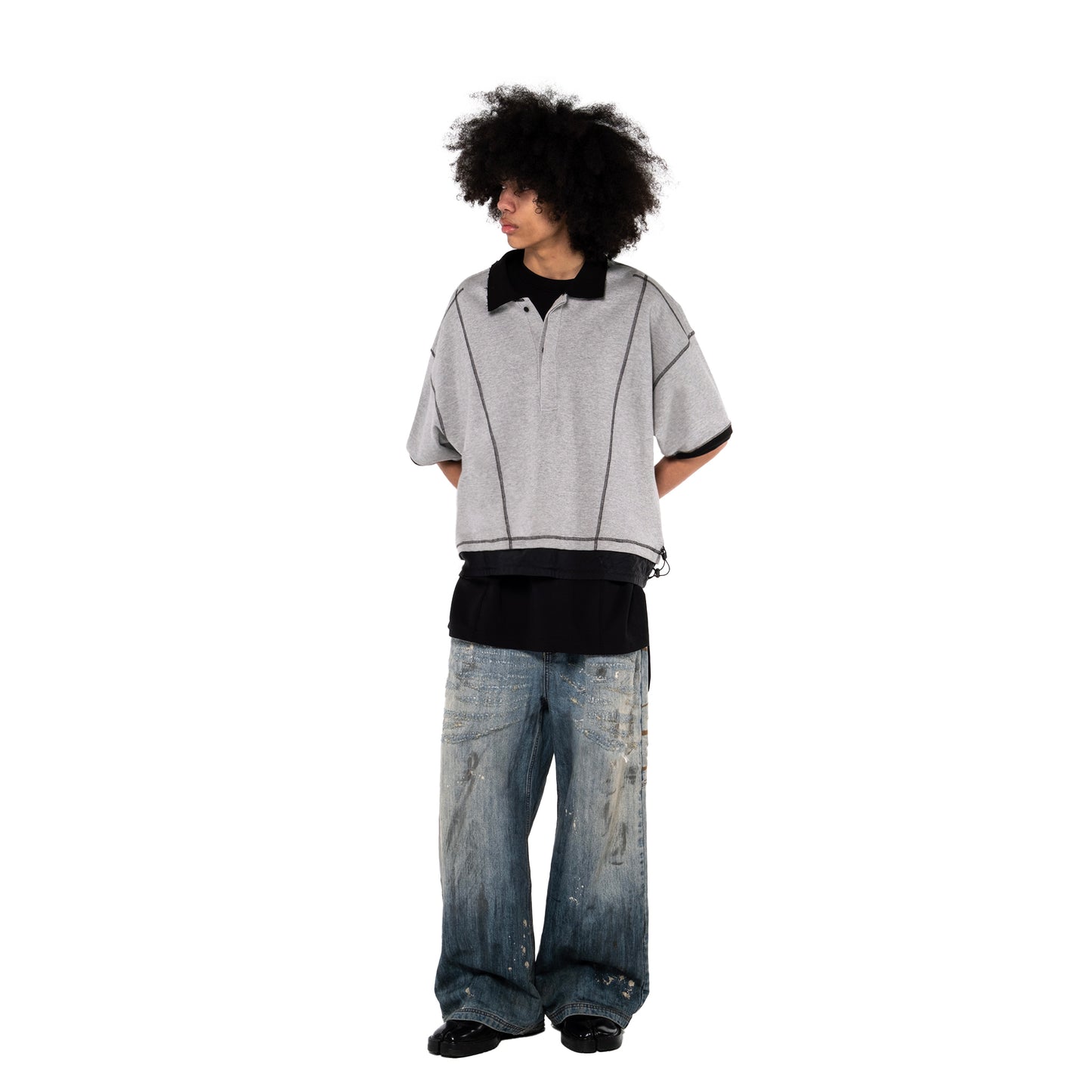ERROR NYC: 2-layer Polo Shirt (Gray)