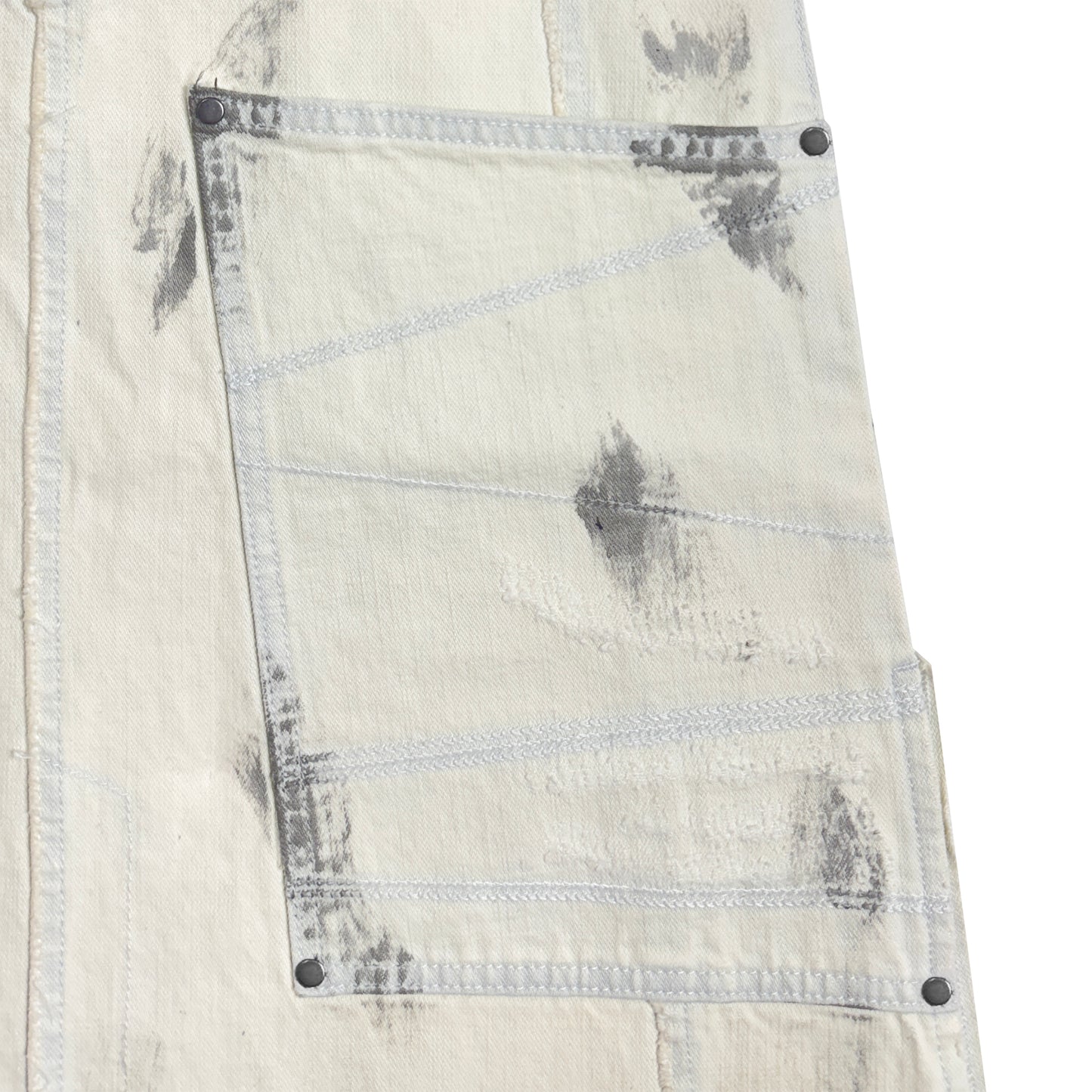INUIT : Etched Distressed Denim Skirt (White)