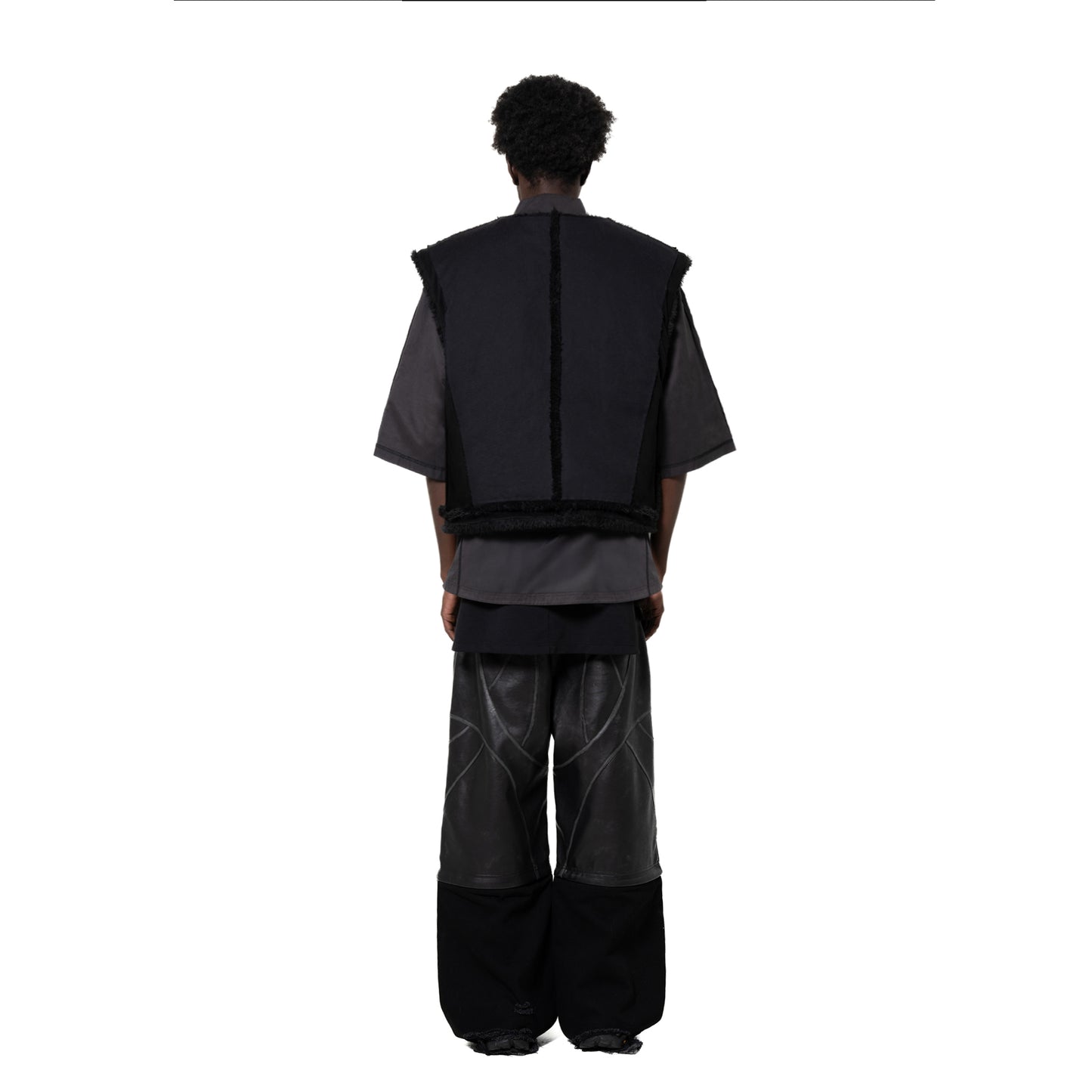 INUIT: Etched Reversible Fur Vest (Black)