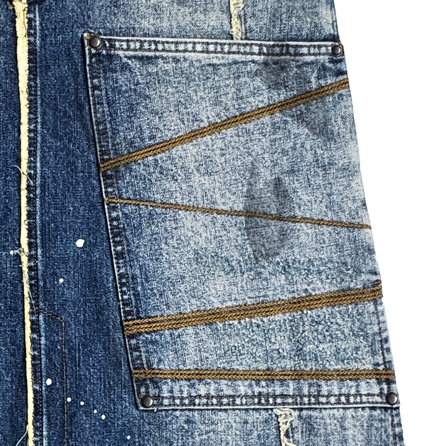 INUIT : Etched Distressed Denim Skirt (Dark Blue)